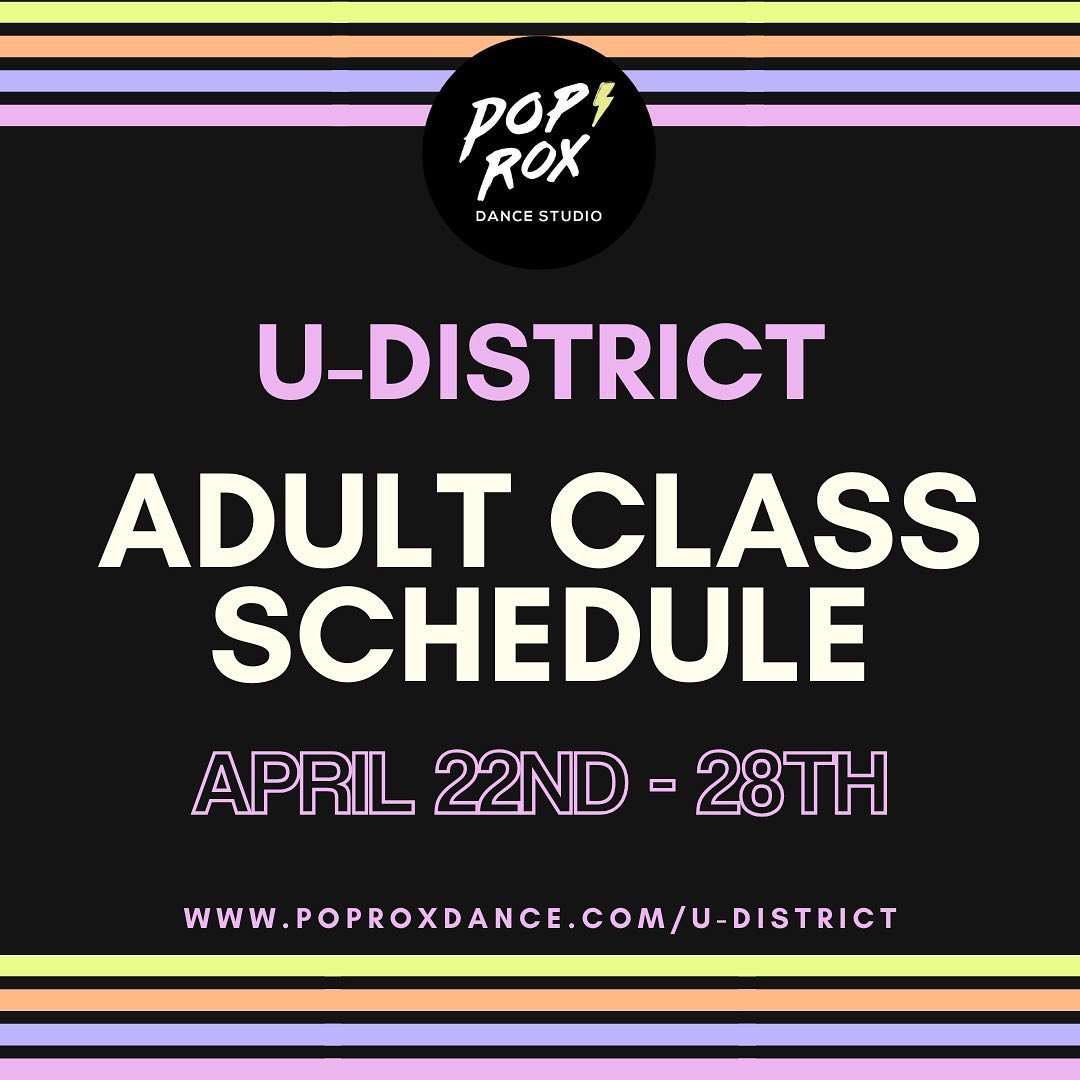 Happy Monday dancers! Scroll through to check out our U-District classes this week!

As a heads up, we have a class time change. Ato&rsquo;s Beginner Hip Hop class will now be on TUESDAY&rsquo;S at 5:30PM!

Head to our website to register now and to 