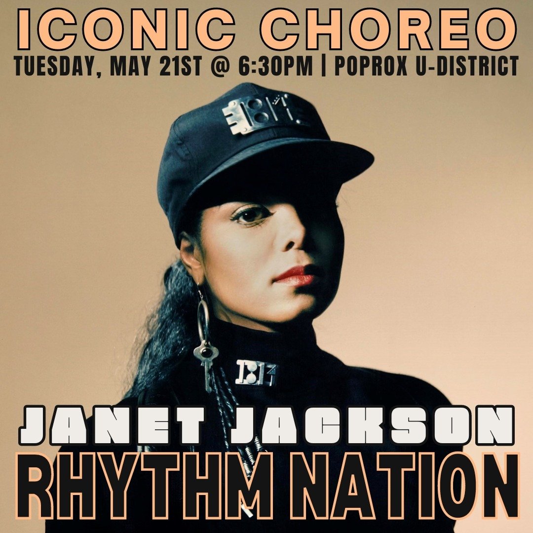 Our Iconic Choreo workshop with our resident queen, @queenandrewscott is back this month and we're SO excited to announce that she'll be teaching the choreo to &quot;Rhythm Nation&quot; by the iconic Janet Jackson, choreographed by Janet Jackson and 