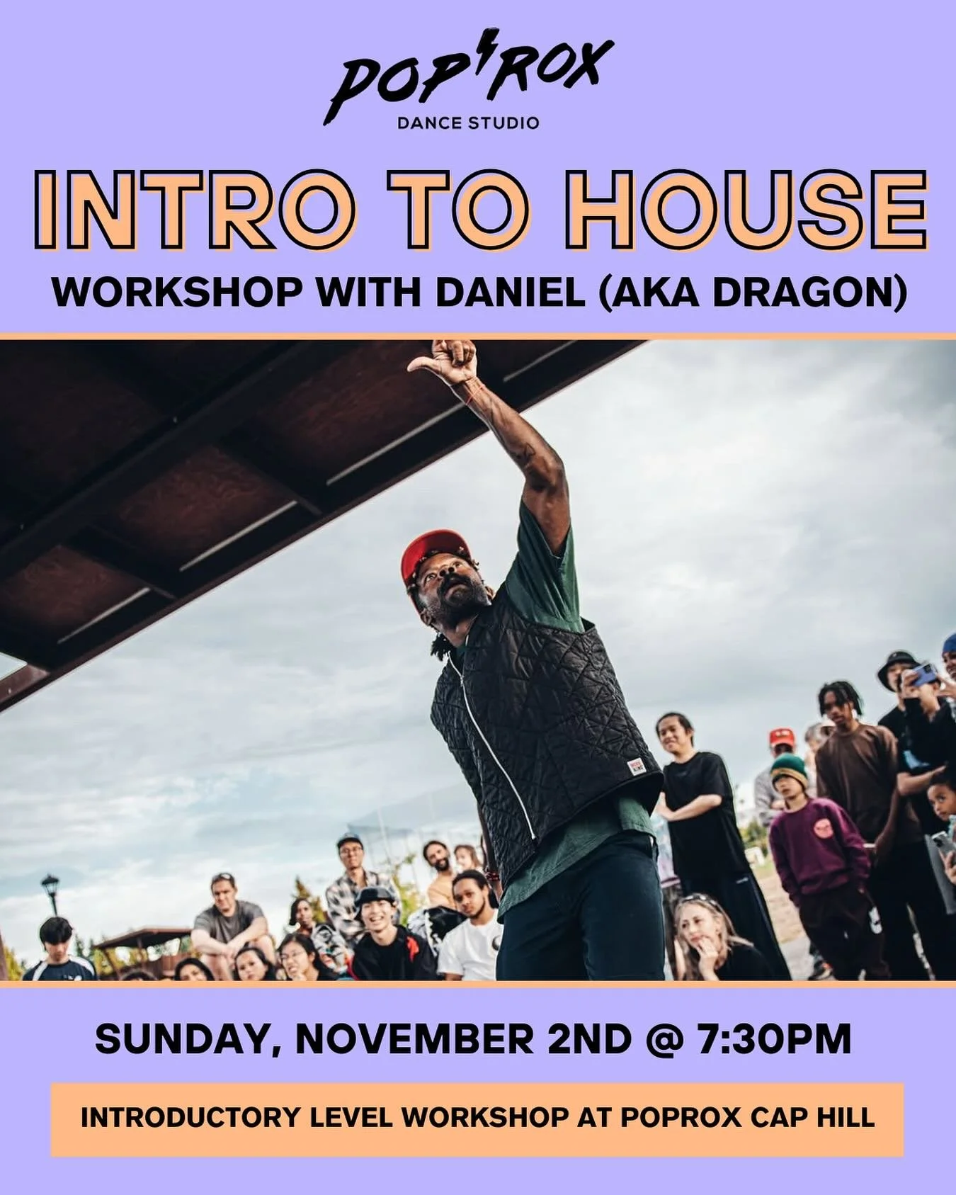 Step into the world of House dance in this high-energy, intro-friendly workshop. Our instructor, Daniel (Dragon), will guide you through the foundations of House movement, focusing on rhythm, musicality, and how to get free through dance. You’l