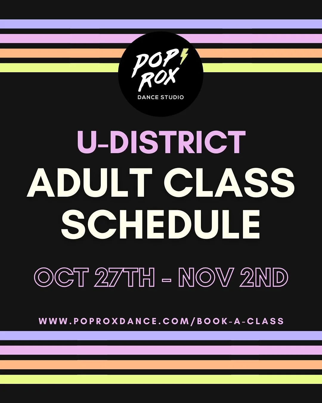 Hey there dancers! Scroll through to check out our U-District class schedule this week! 
Head to our website to register now and to find detailed class descriptions, level breakdowns, and more!