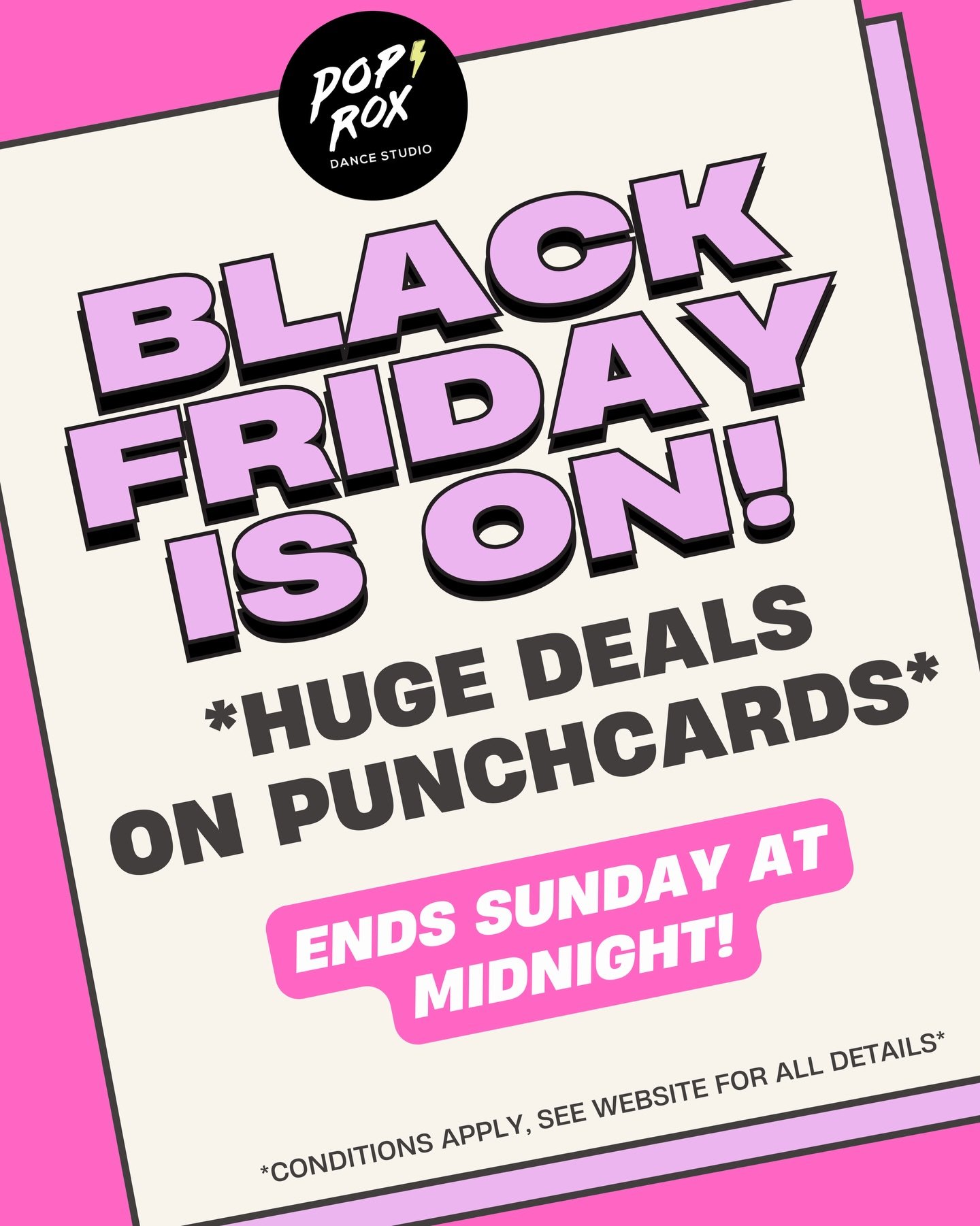 Hi Dancers!! Now it just wouldn&rsquo;t be a holiday weekend without our annual Black Friday SALE, would it!?

This year, it&rsquo;s all about shopping small and shopping local! 

Today through Sunday at midnight, all Punchcards are on sale! Head to 
