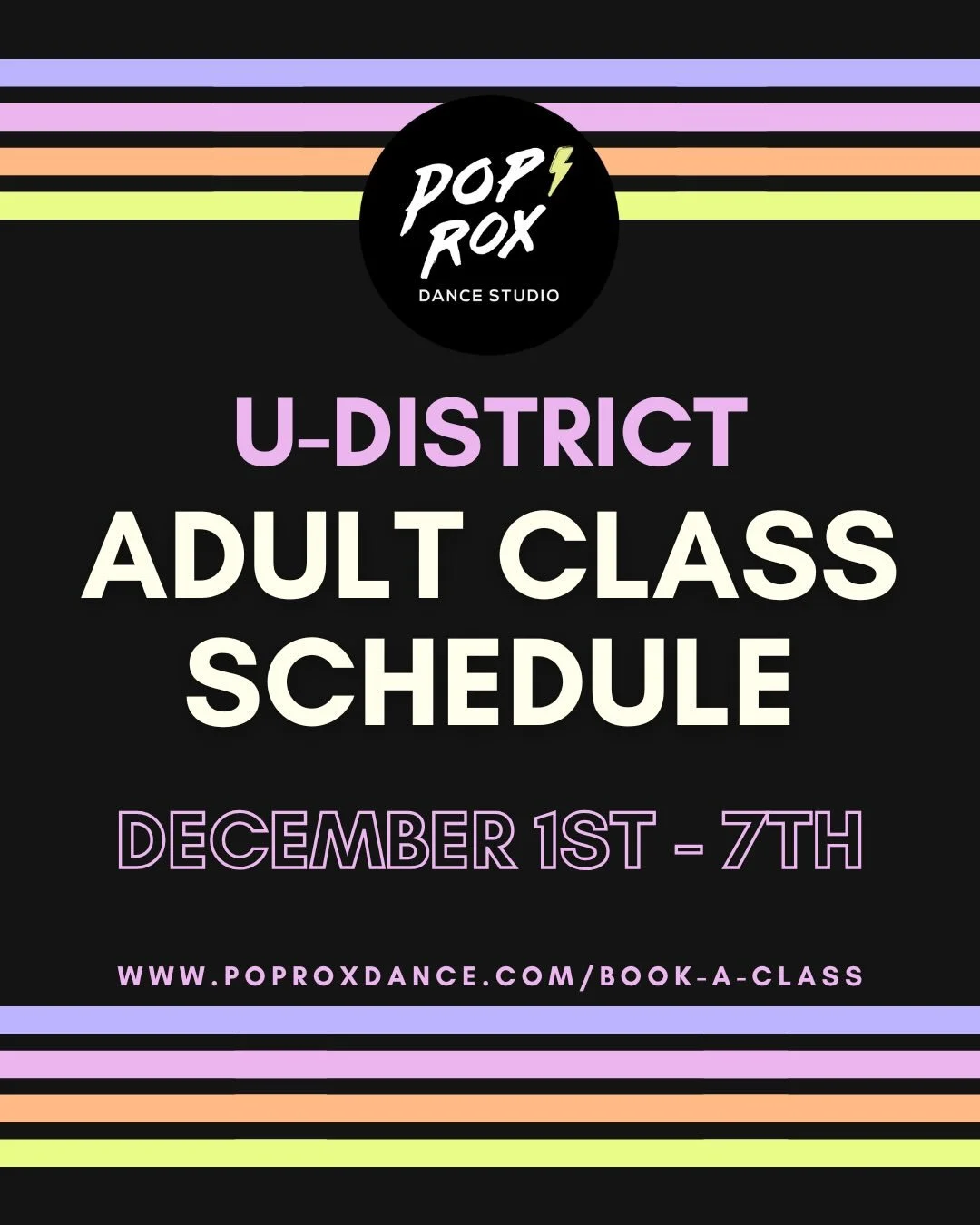 Hey there dancers! Scroll through to check out our U-District class schedule this week ⚡️
