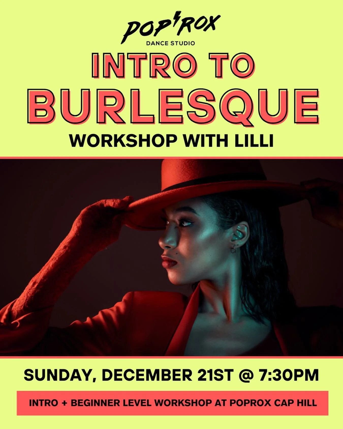 Join us for another 2-hour Intro to Burlesque Workshop led by our instructor, Lilli. This beginner-friendly class will introduce the art of burlesque through sensual movement, musicality, and playful expression. You&rsquo;ll learn the art of the teas