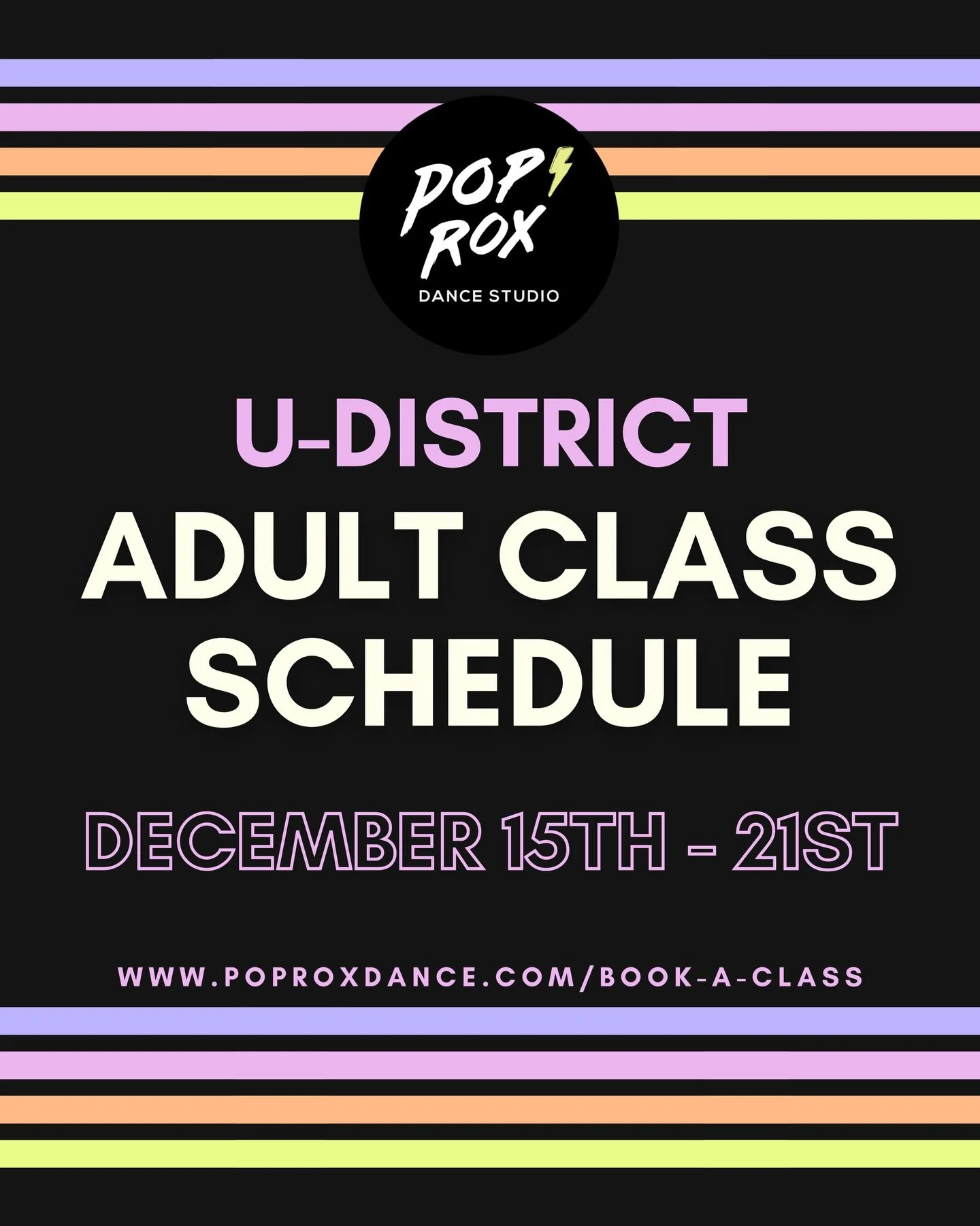 Hey dancers!! Check out our U-District weekly schedule. Click the link in our bio or head to our website for more info on class levels, descriptions, and more!!