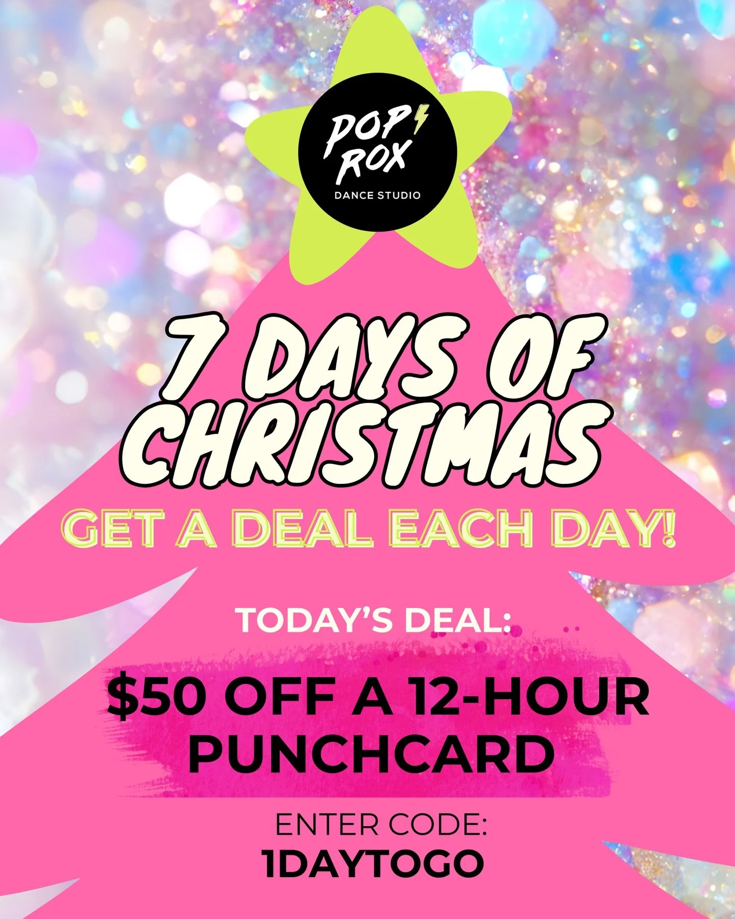 Tis the season to dance! 

For the next 24 hours, get $50 off a 12-hour punchcard when you enter the code &ldquo;1DAYTOGO&rdquo; at checkout. 

This deal expires tomorrow at 4pm PST.
