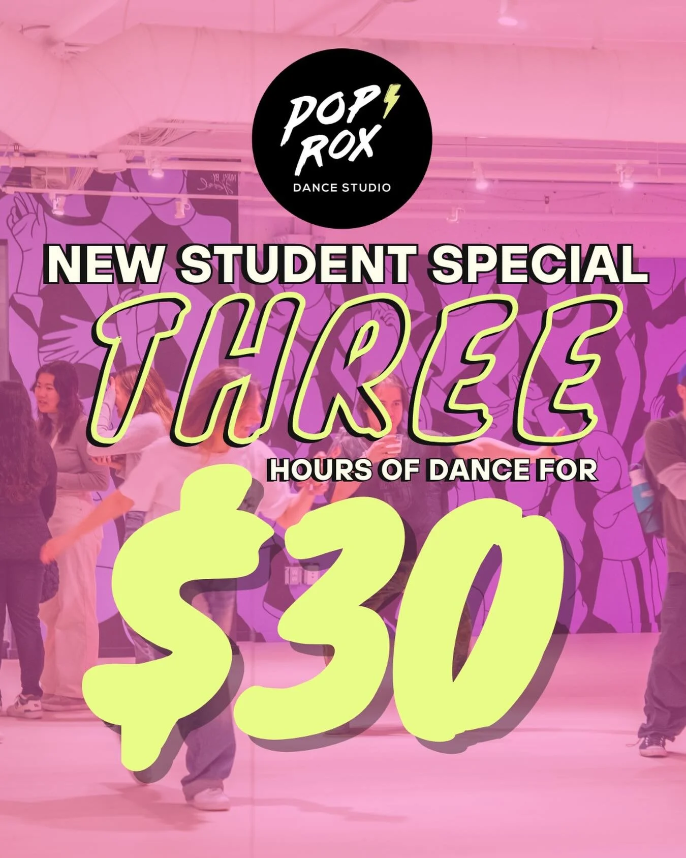 Looking to dance more in 2026? Try your first 3 hours of classes with us for only $30 (yes, $30 total)!

We know that trying something new can be intimidating &ndash; but we promise it won&rsquo;t be at PopRox! Whether you&rsquo;ve never taken a danc