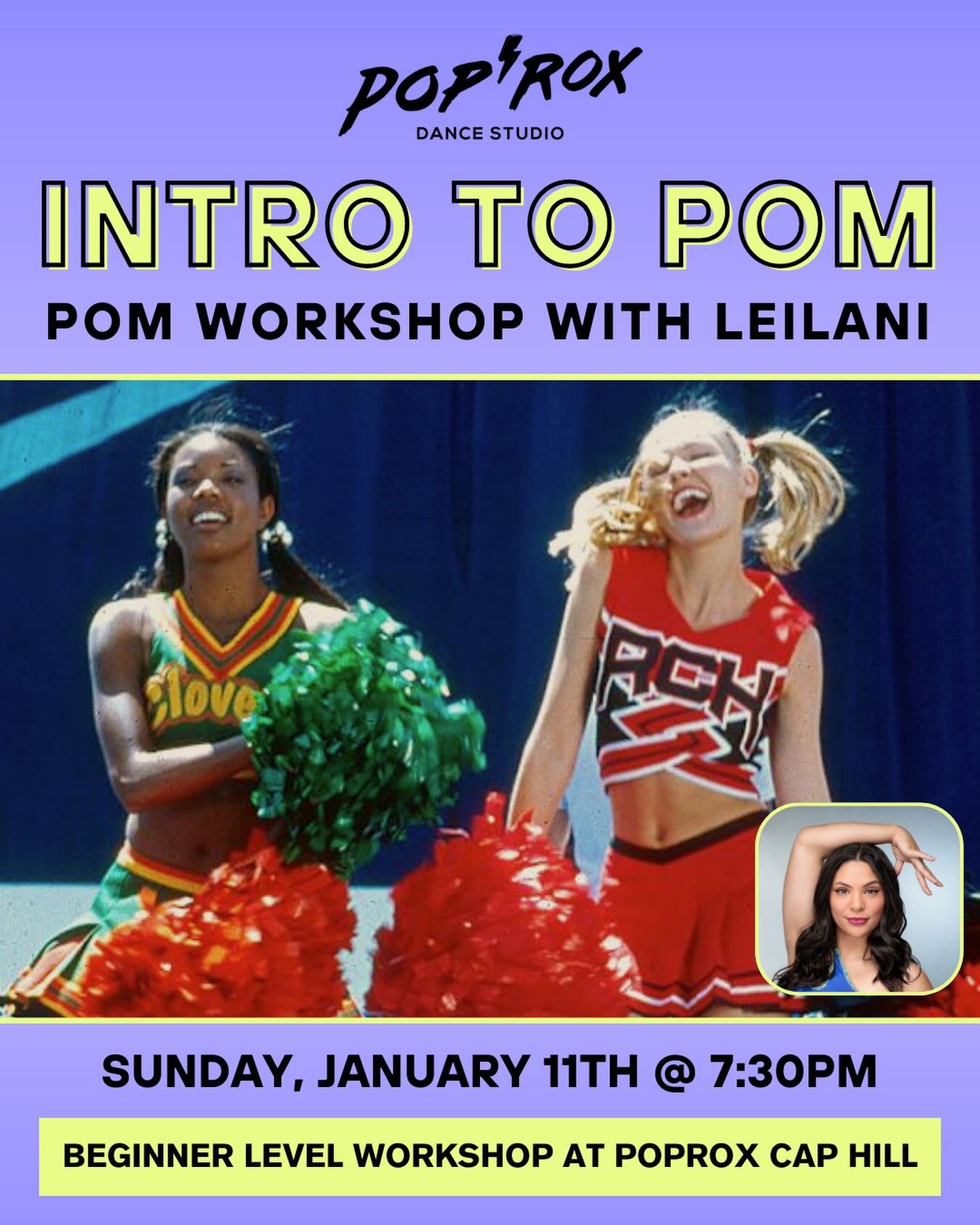 Get ready for a super sassy and fun Beginner Pom Dance Workshop! We&rsquo;ll be dancing to &ldquo;Hollaback Girl&rdquo; by Gwen Stefani and learning a beginner-friendly pom routine that&rsquo;s high-energy, playful, and accessible for all levels. No 