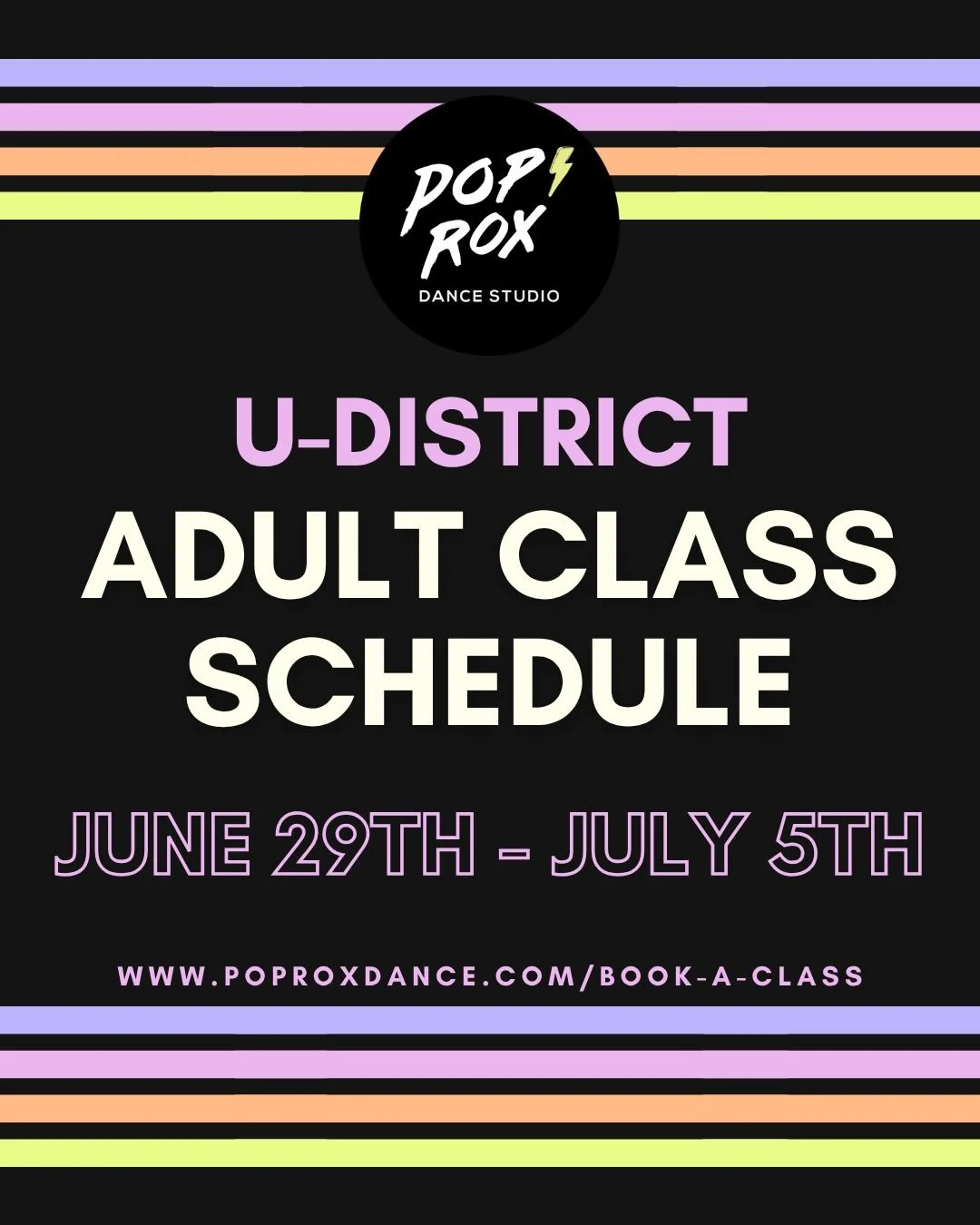Heyyyy dancers! Check out our U-District classes this week (JUNE 29TH - JULY 5TH) then head to our website to register and to find detailed class descriptions, level breakdowns, and more!