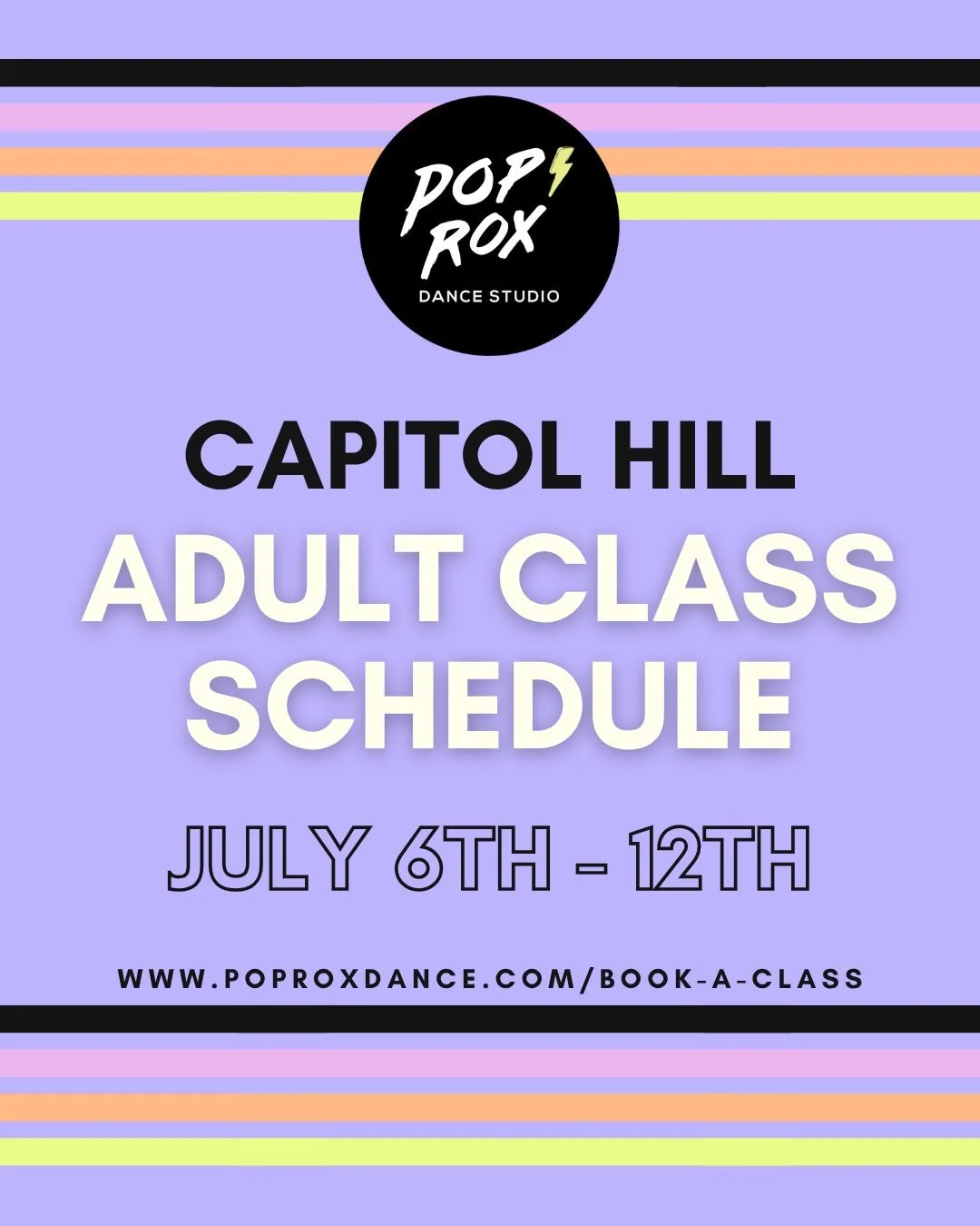 Heyyyy dancers! Check out our Capitol Hill classes this week (JULY 6TH-12TH) then head to our website to register and to find detailed class descriptions, level breakdowns, and more!