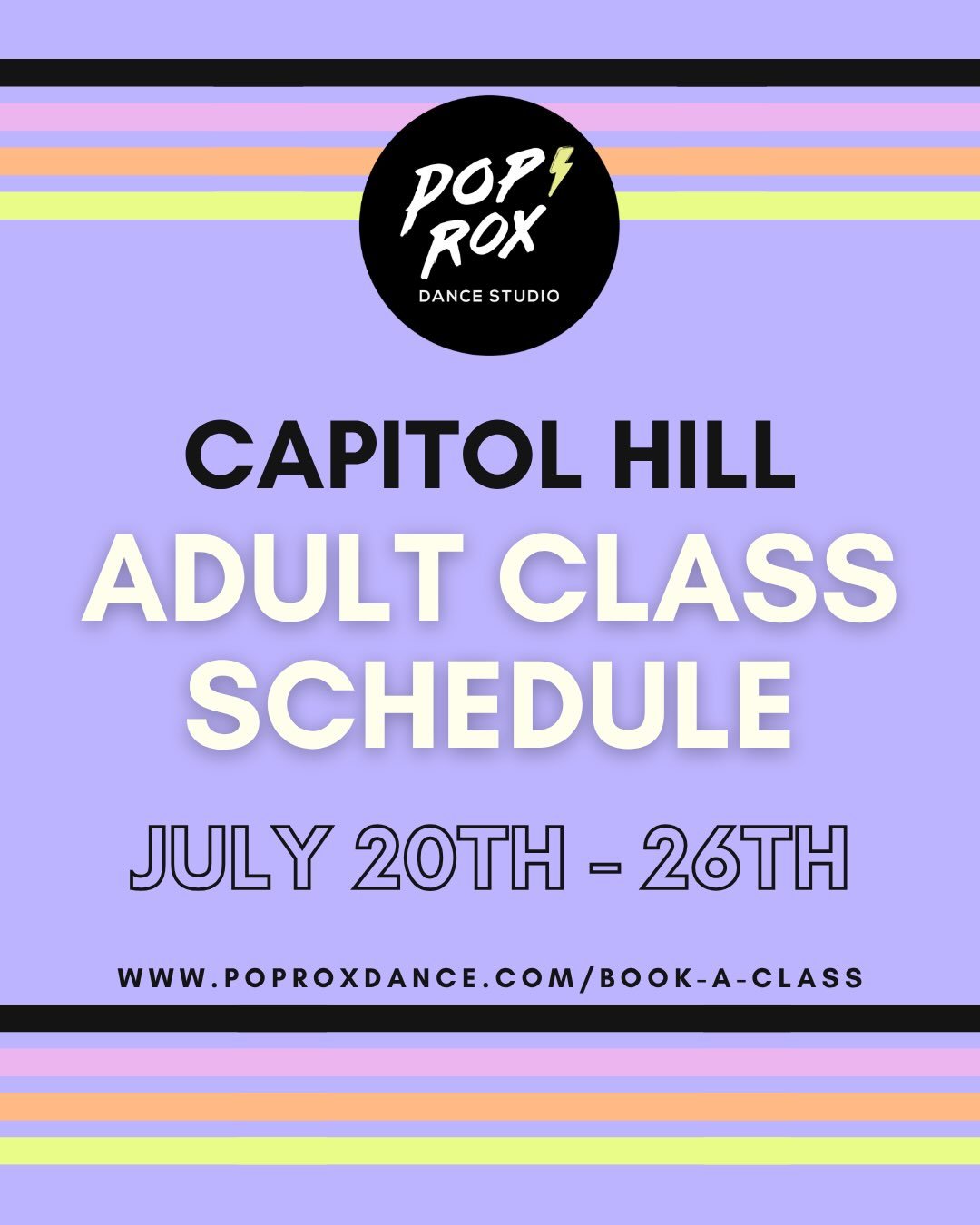 Heyyyy dancers! Check out our Capitol Hill classes this week (JULY 20TH-26TH) then head to our website to register and to find detailed class descriptions, level breakdowns, and more!