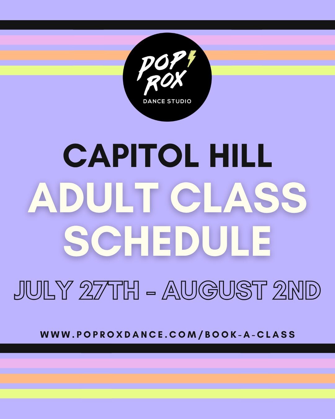 Heyyyy dancers! Check out our Capitol Hill classes this week (JULY 27TH-AUGUST 2ND) then head to our website to register and to find detailed class descriptions, level breakdowns, and more!