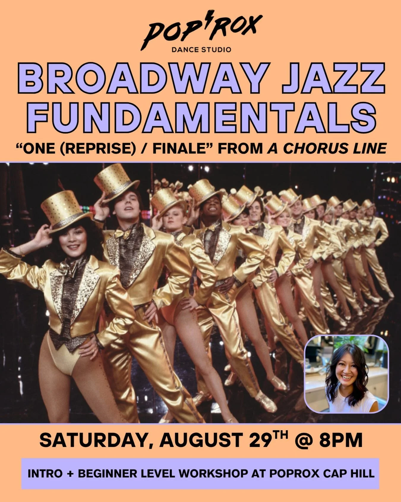 This 90-minute workshop will focus on jazz technique and foundational movement, including across-the-floor progressions. The class will conclude with learning a Broadway-inspired choreography. Perfect for dancers new to jazz or anyone looking to buil