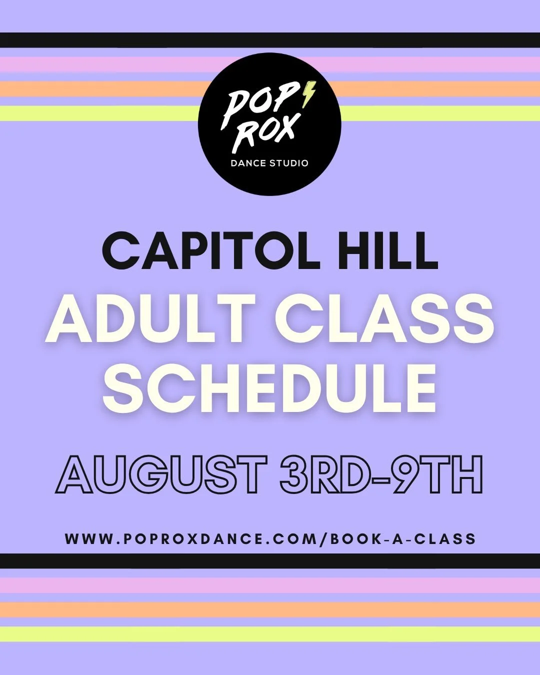 Heyyyy dancers! Check out our Capitol Hill classes this week (AUGUST 3RD-9TH) then head to our website to register and to find detailed class descriptions, level breakdowns, and more!