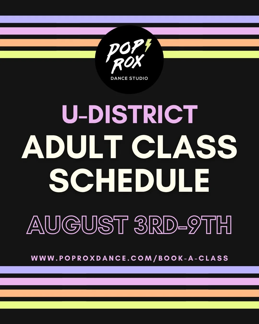 Heyyyy dancers! Check out our U-District classes this week (AUGUST 3RD-9TH) then head to our website to register and to find detailed class descriptions, level breakdowns, and more!
