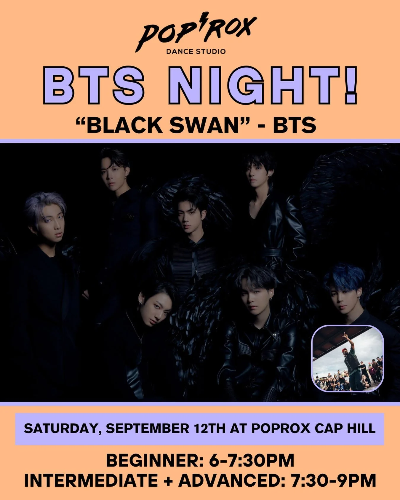 Calling all ARMY fans! Join us for another BTS workshop where you&rsquo;ll learn the choreography to &ldquo;Black Swan&rdquo; by BTS. Daniel, one of our most BTS-devoted instructors, will break down the choreo step by step, making it accessible and f