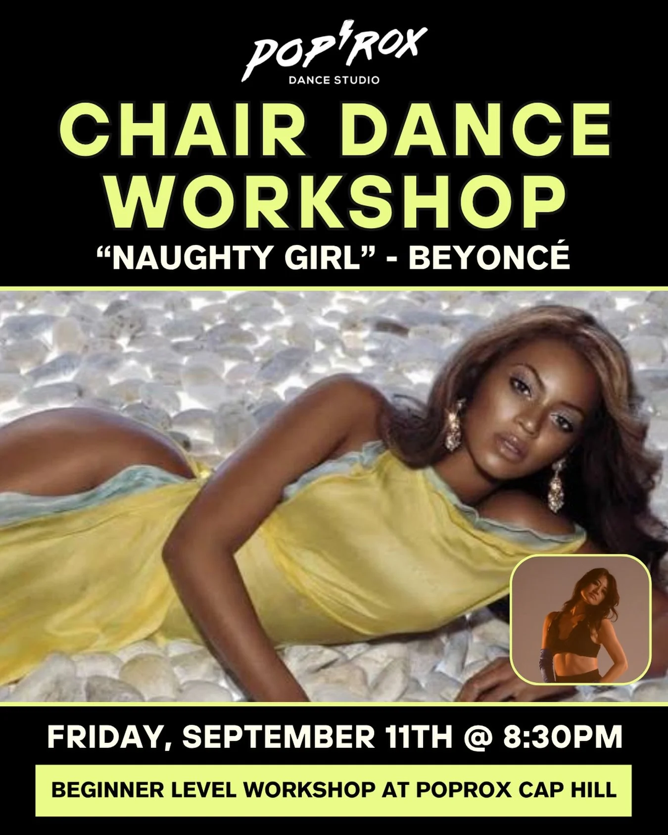 Join us for a sultry beginner-friendly chair dance workshop. This class blends slow, sensual movement with chair choreography to help you tap into your confidence, creativity, and self-love.

You&rsquo;ll learn the foundational heels technique, explo