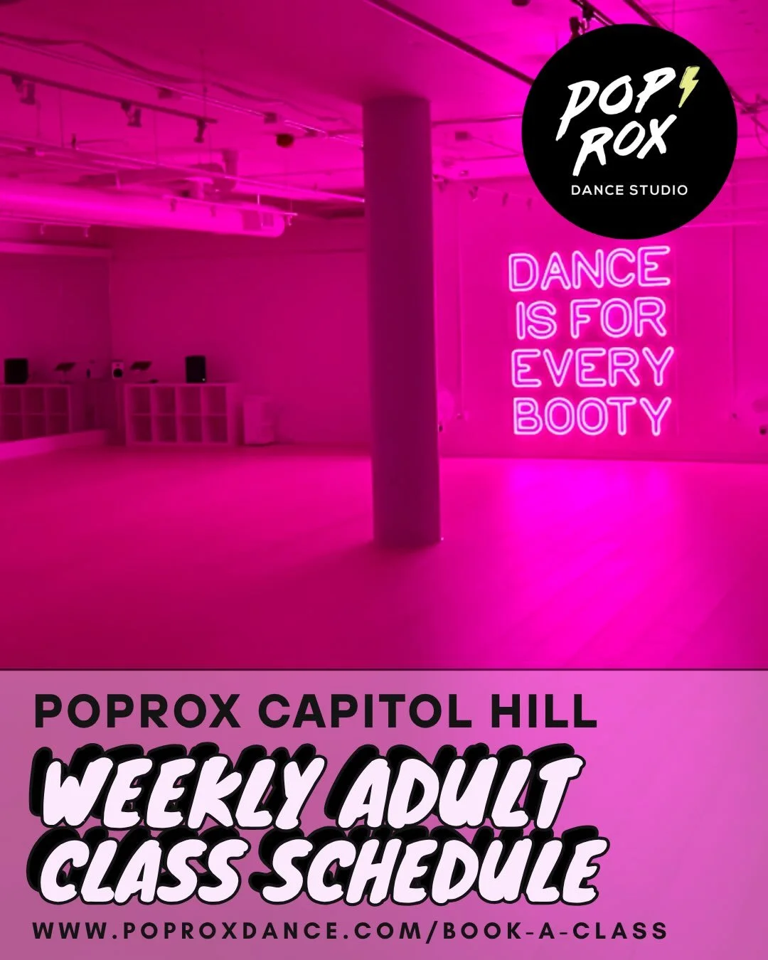 Check out our weekly adult class schedule at our Capitol Hill studio then head to our website for detailed class descriptions, instructor info, and to book a class!