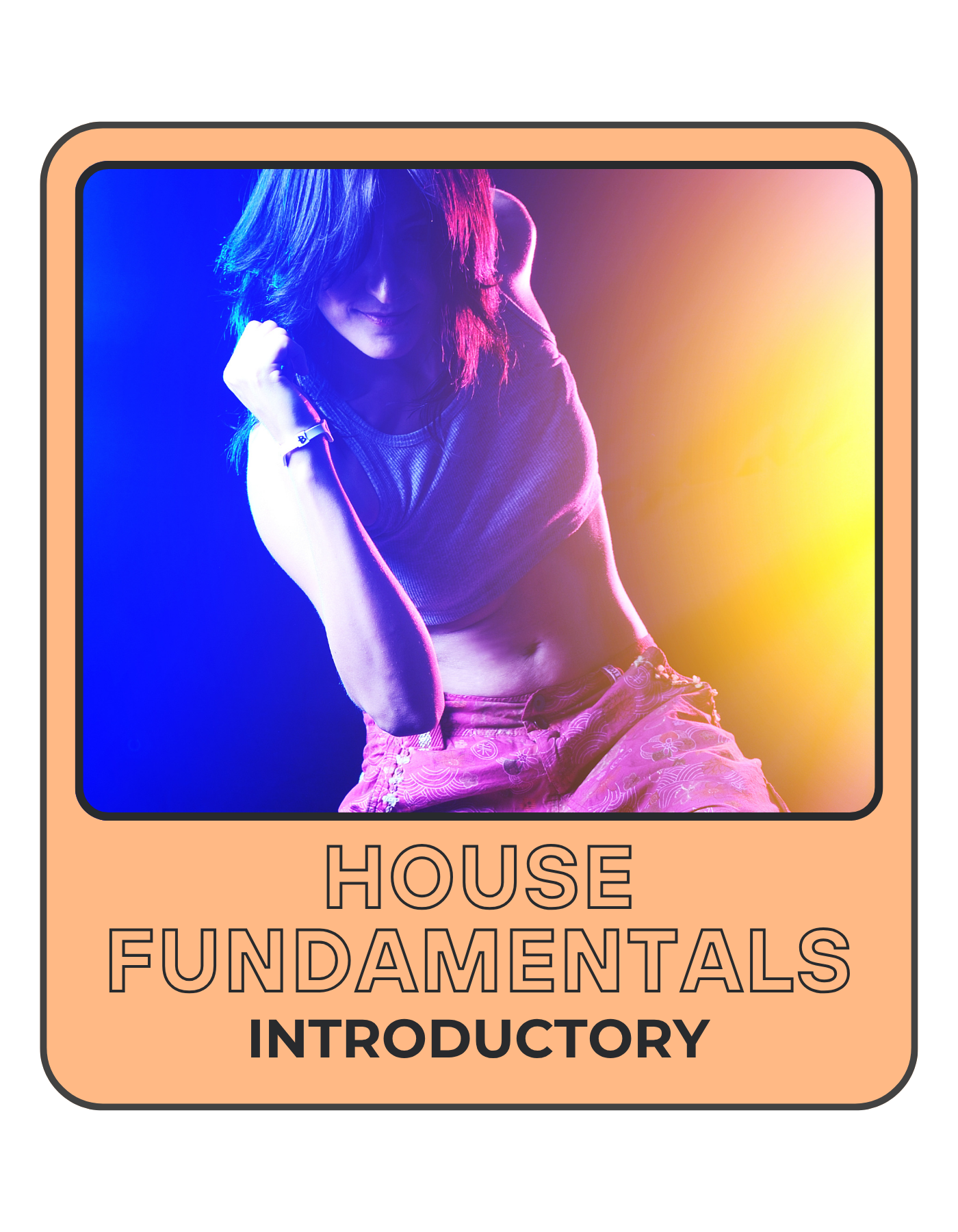 Book cover titled "House Fundamentals Introductory" featuring a man speaking to a crowd with a group of people seated and watching