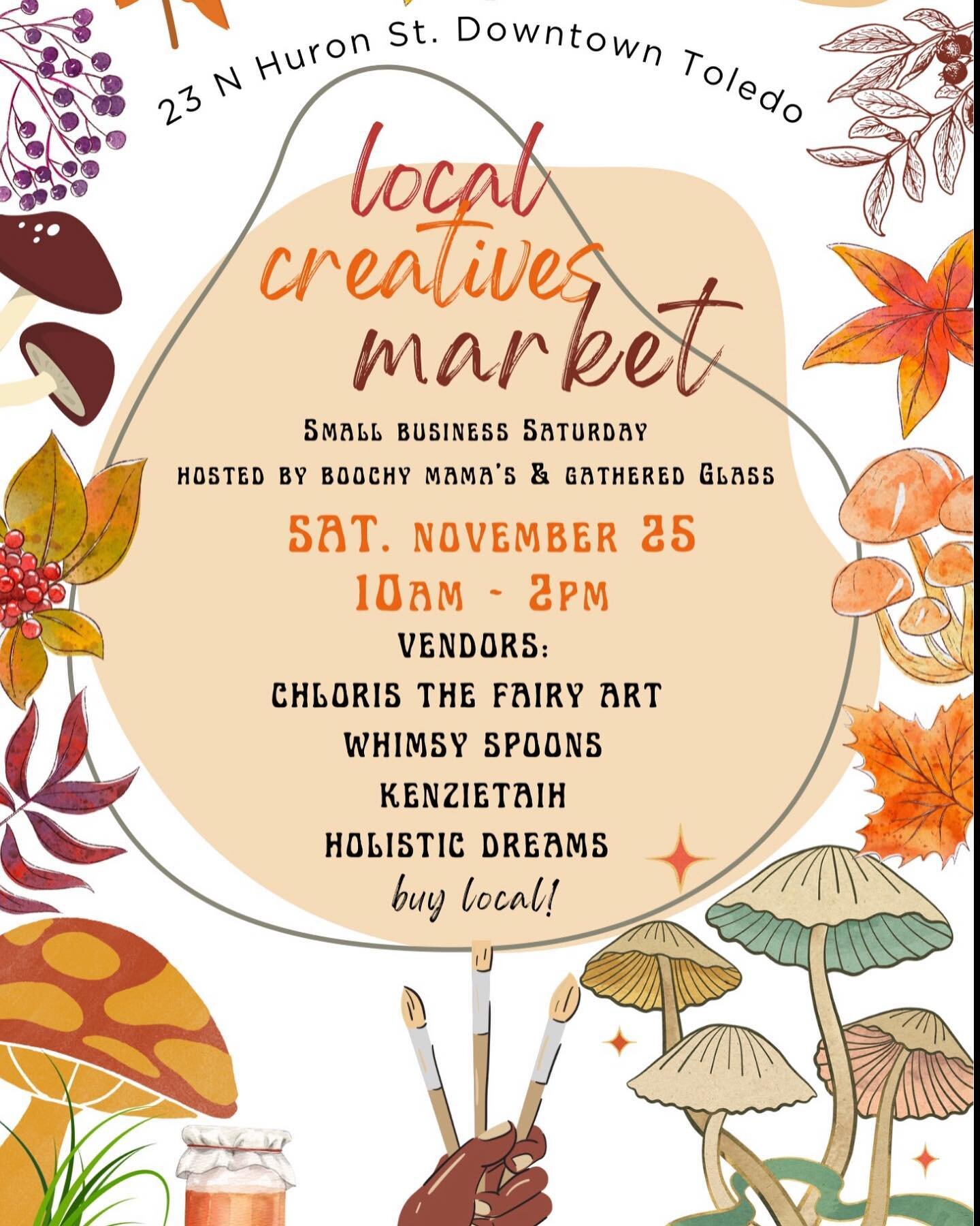 Hi friends let&rsquo;s celebrate Small Business Saturday together at Boochy Mama&rsquo;s Kombucha and @gatheredglass with a special Local Creatives Market! We&rsquo;ll have vendors set up, super cute glass ornaments, and all of our amazing seasonal k