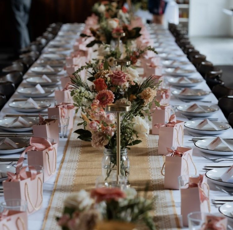 Colourful Table Flowers - Reception at Babil Restaurant - Wedding Venue Colac