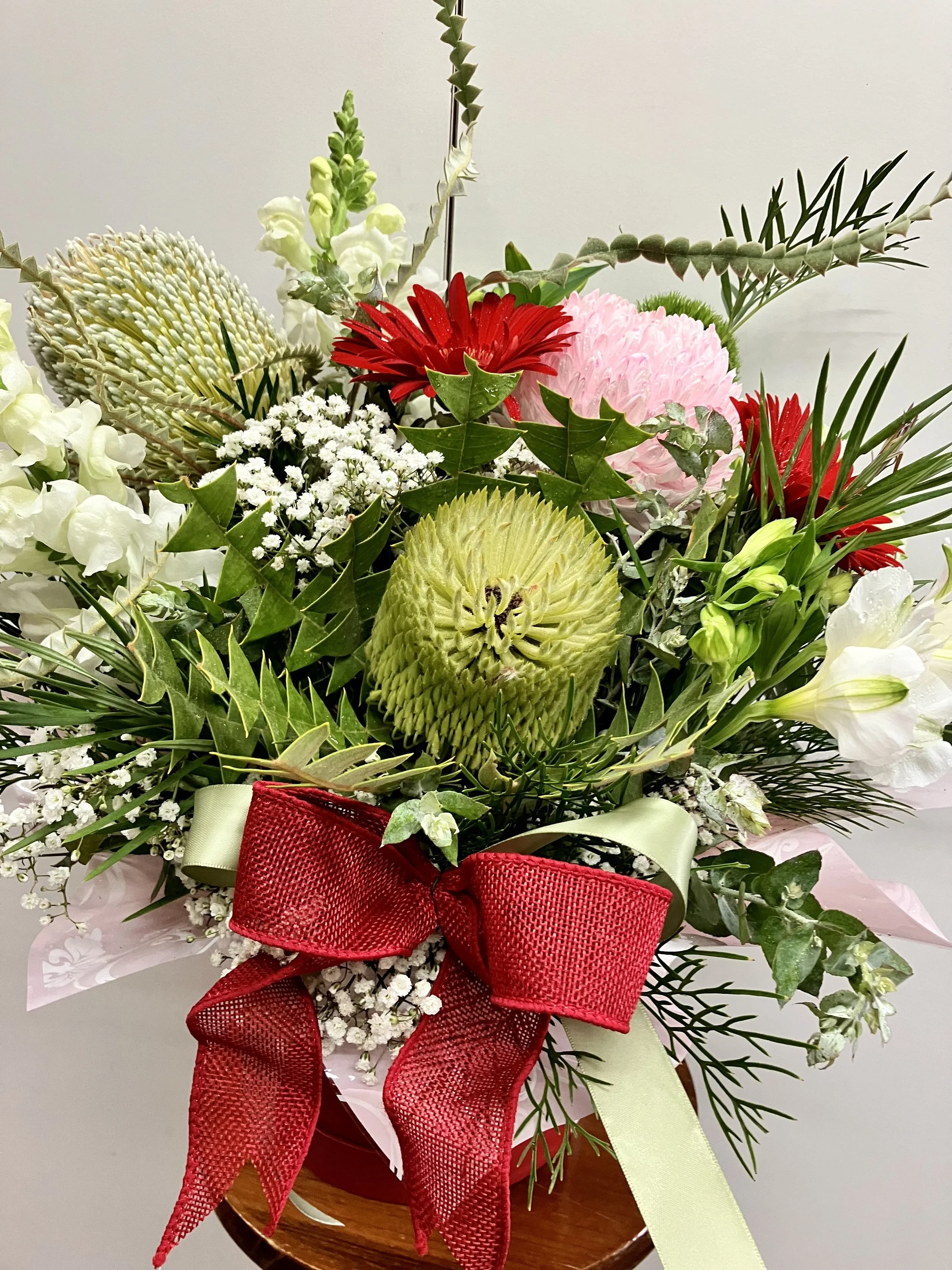 Christmas Hat Box Arrangement - Medium