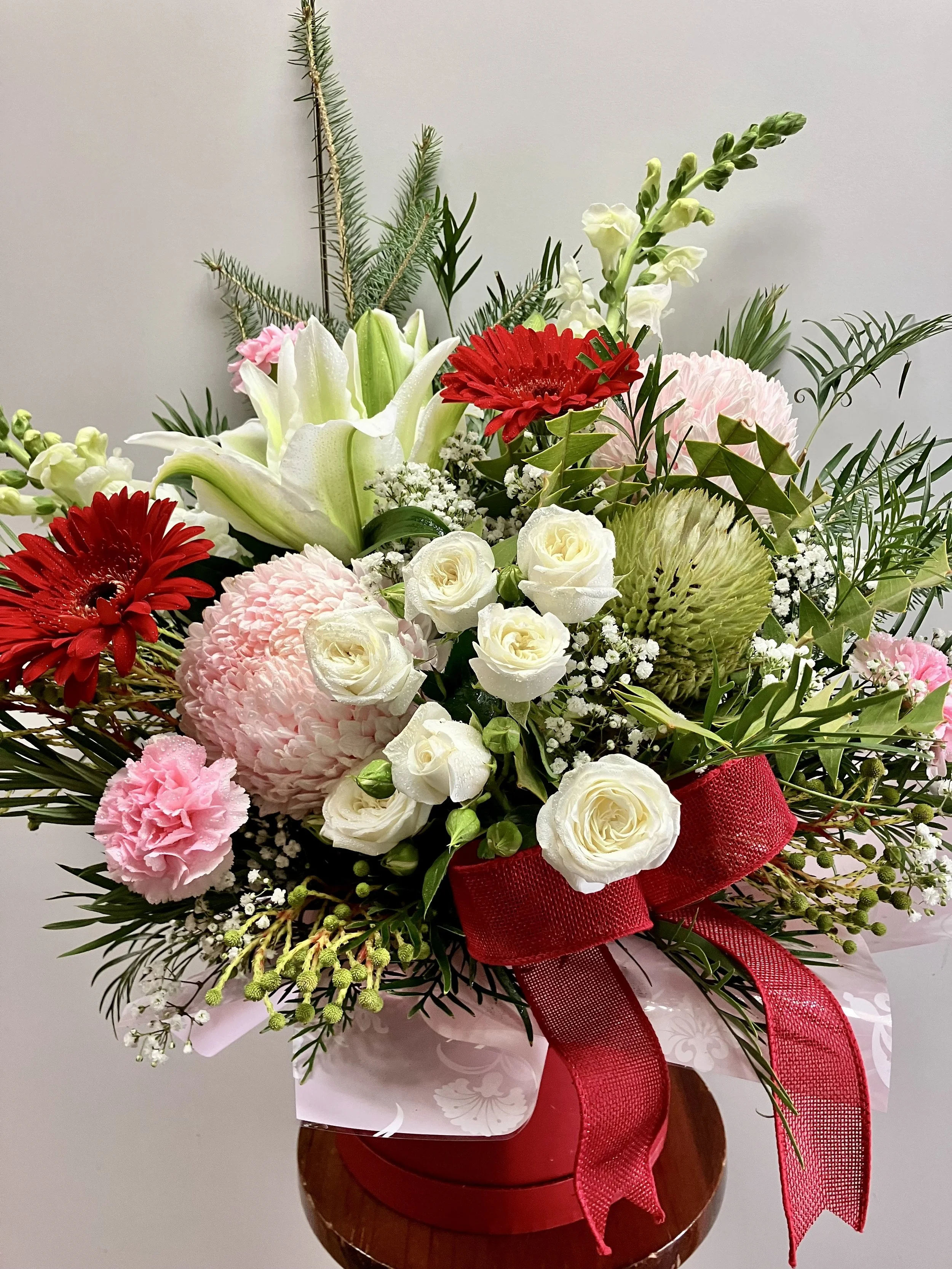 Christmas Hat Box Arrangement - Large