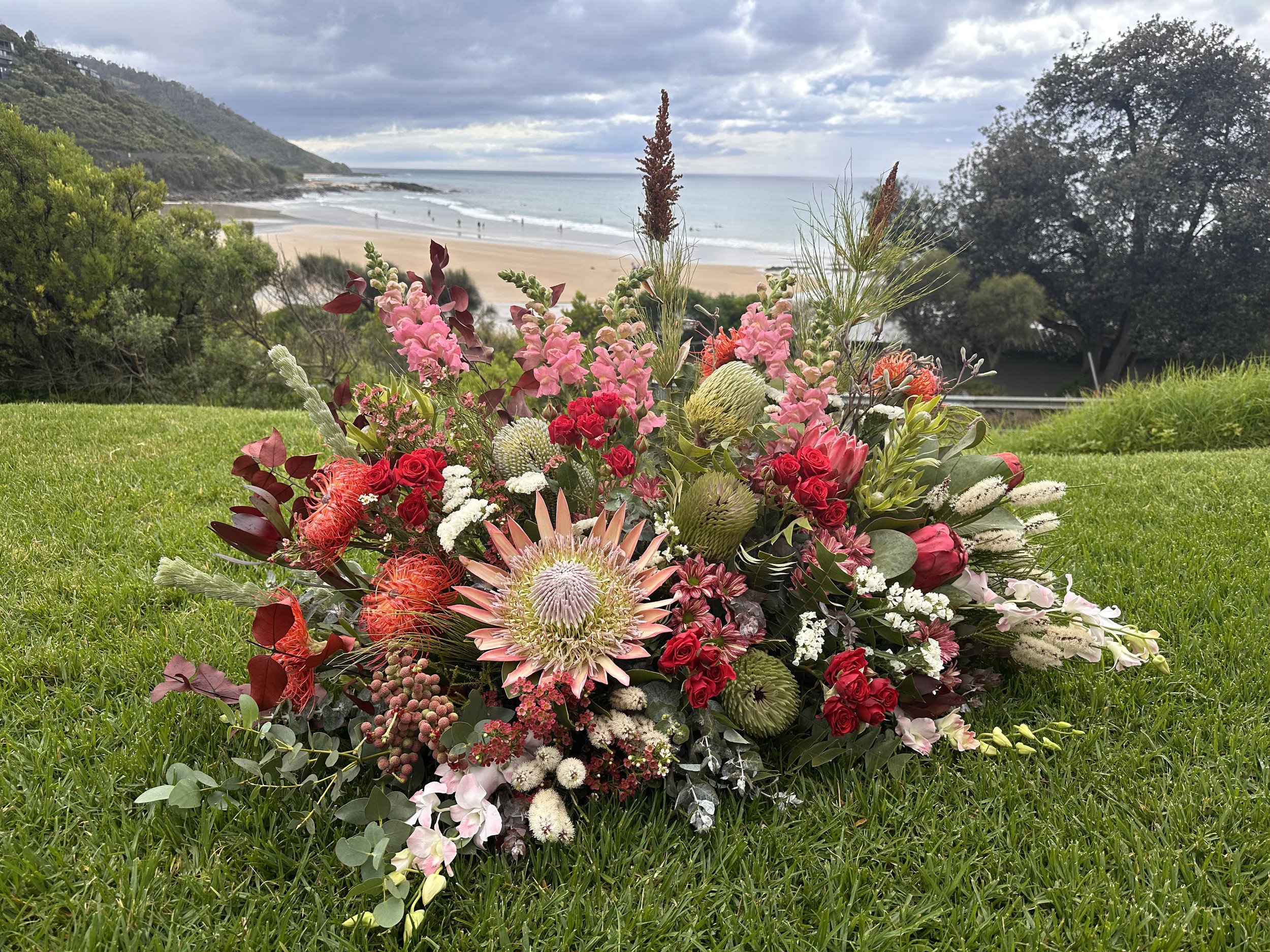 Native Ground Arrangement - Ceremony Backdrop - Wye Beach Hotel - December 2024