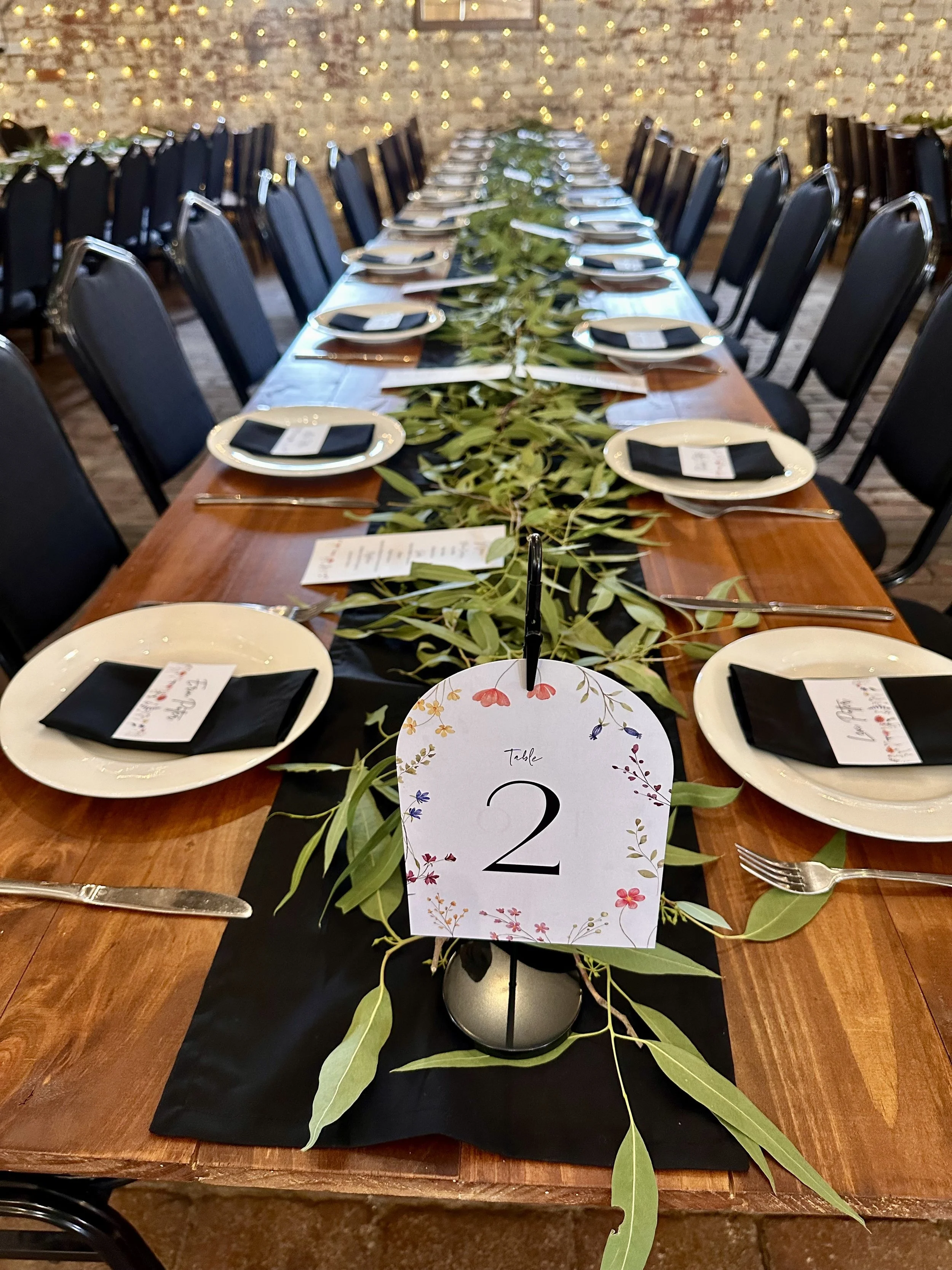 Wedding Reception - Gum foliage Table Runners