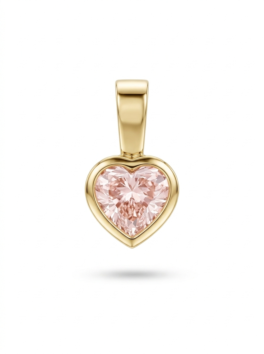 Pink Diamond Heart Charm