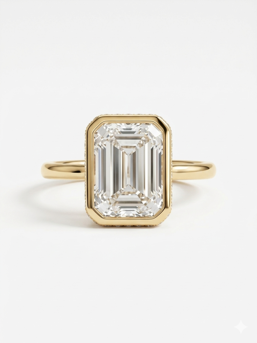 Emerald Bezet Set Ring