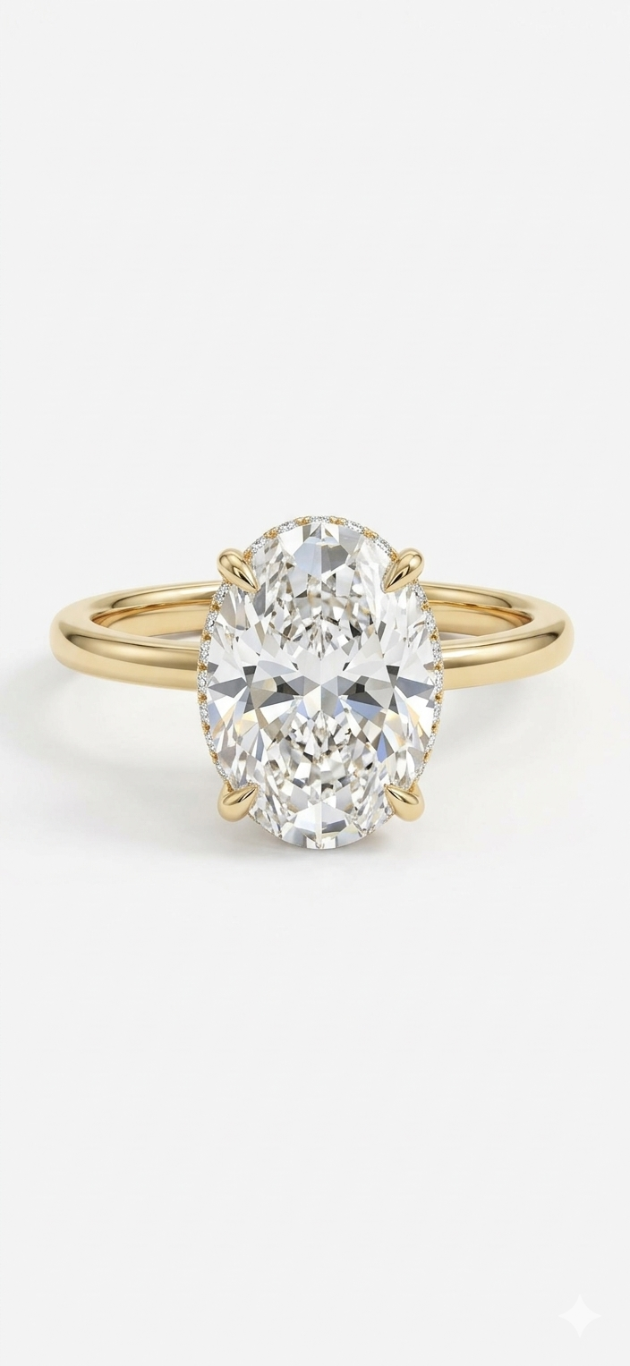 Oval Hidden Halo Ring