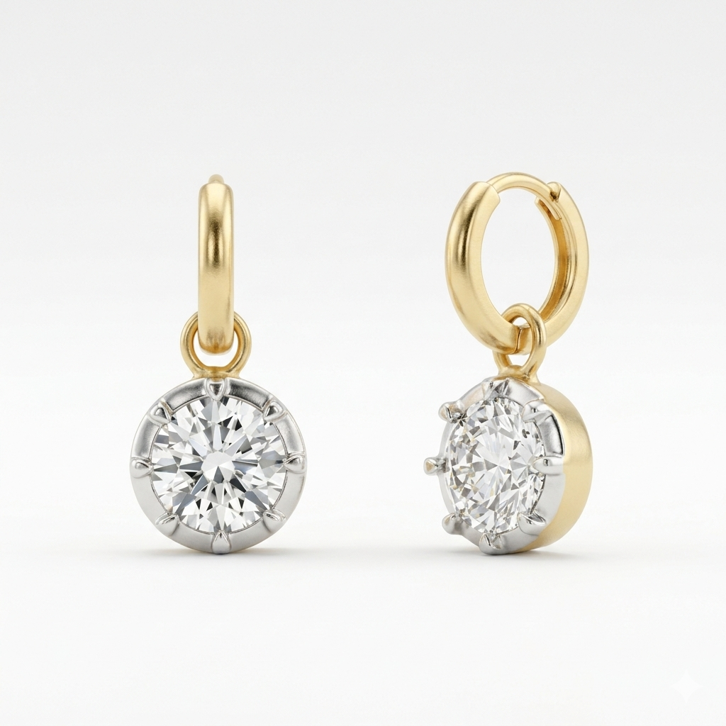 Button Back Huggie Earrings