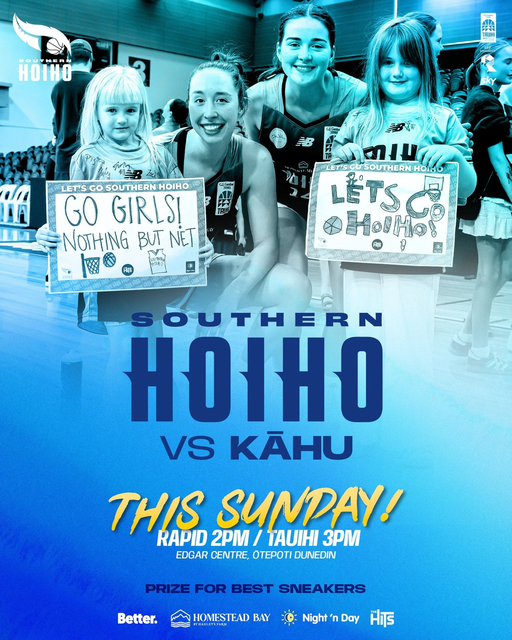 👟 Show up. Show out.
🏀 Hoiho v Kahu &ndash; Rapid 2pm | Tauihi 3pm
🍦 Free Ben &amp; Jerry&rsquo;s (Brookies flavour alert!) for ticket holders &ndash; while it lasts!
🎁 Best sneakers win a prize 💙

@tauihinz @skysportnz @bettercreativenz @nightn