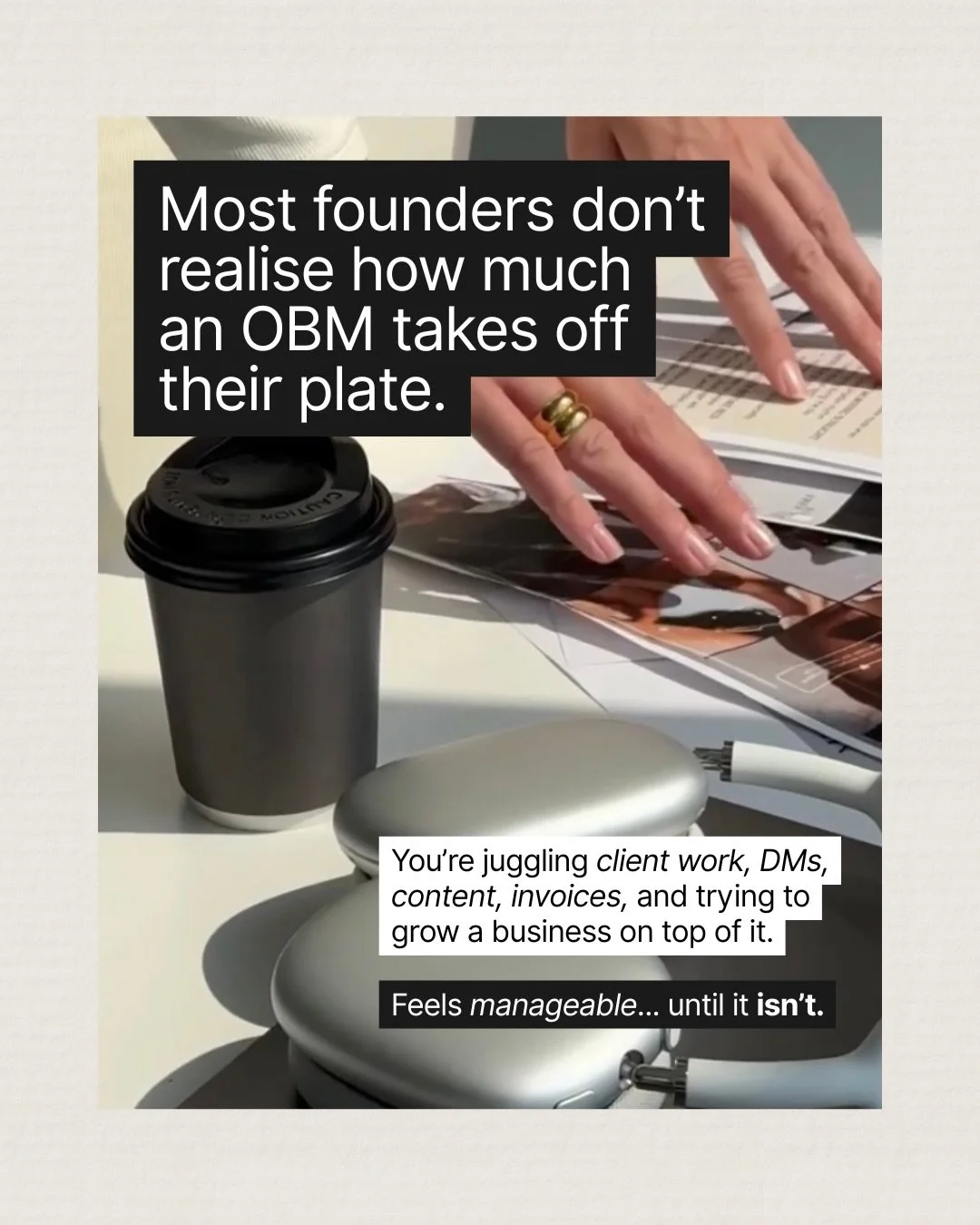 If your business feels like a never-ending game of whack-a-mole, 
It&rsquo;s not because you&rsquo;re doing something wrong.

You&rsquo;re just trying to scale without structure,
and that&rsquo;s where an OBM changes everything.

Most founders wait u