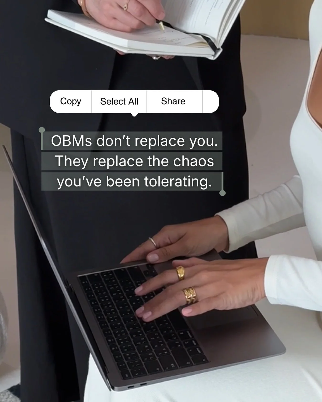 Let&rsquo;s clear this up:
Leading and managing are not the same thing.

Leadership is vision, strategy, and growth.
Management is reminders, check-ins, timelines, and putting out fires.

If you&rsquo;re still trying to do both, you&rsquo;re not &ldq