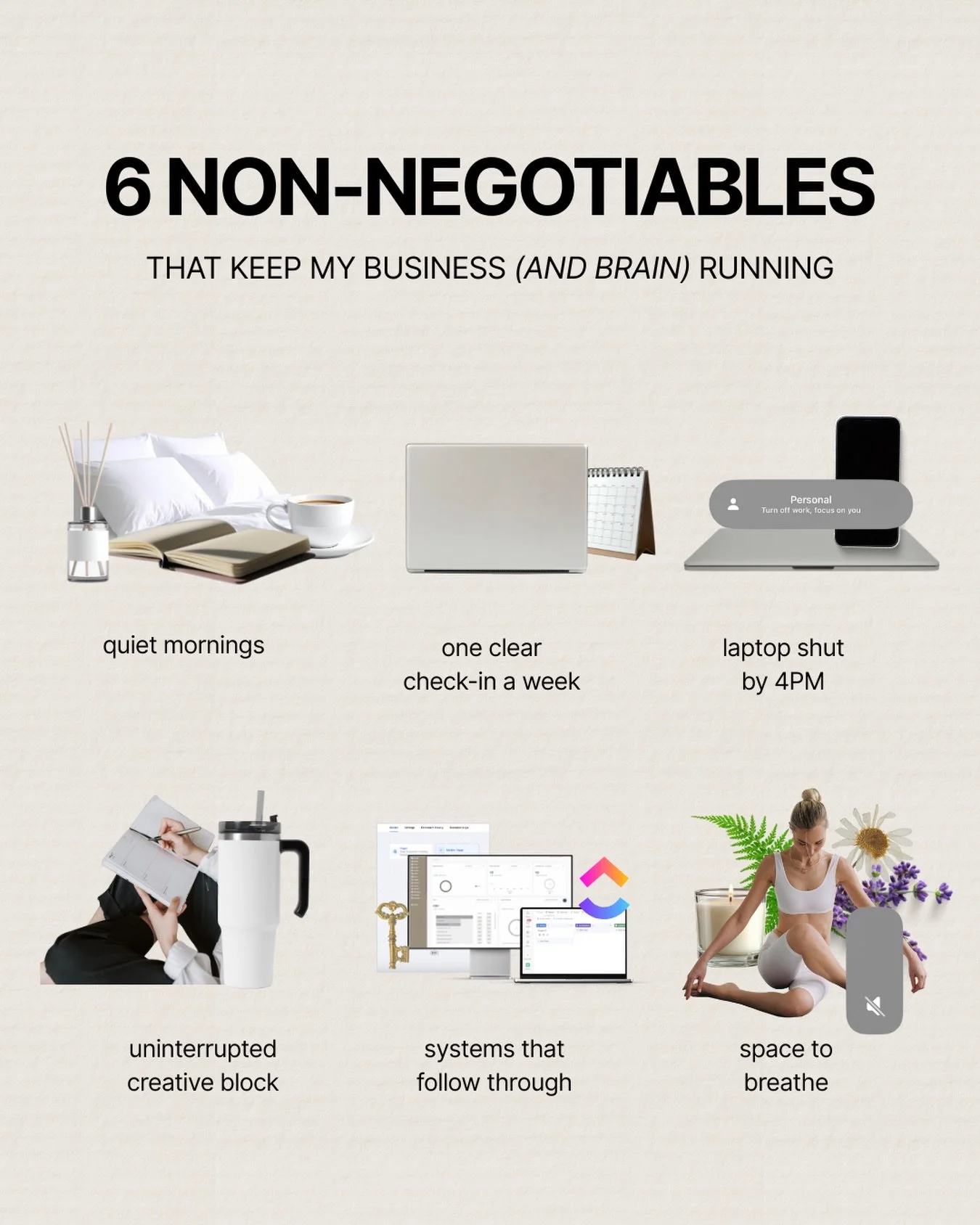 Let&rsquo;s normalise this:
You shouldn&rsquo;t have to earn your rest.

The online space still loves to glorify hustle.
The 12-hour days. The laptop lunches. The &ldquo;I&rsquo;ll rest when I hit X&rdquo; mentality.

But here&rsquo;s what we&rsquo;v