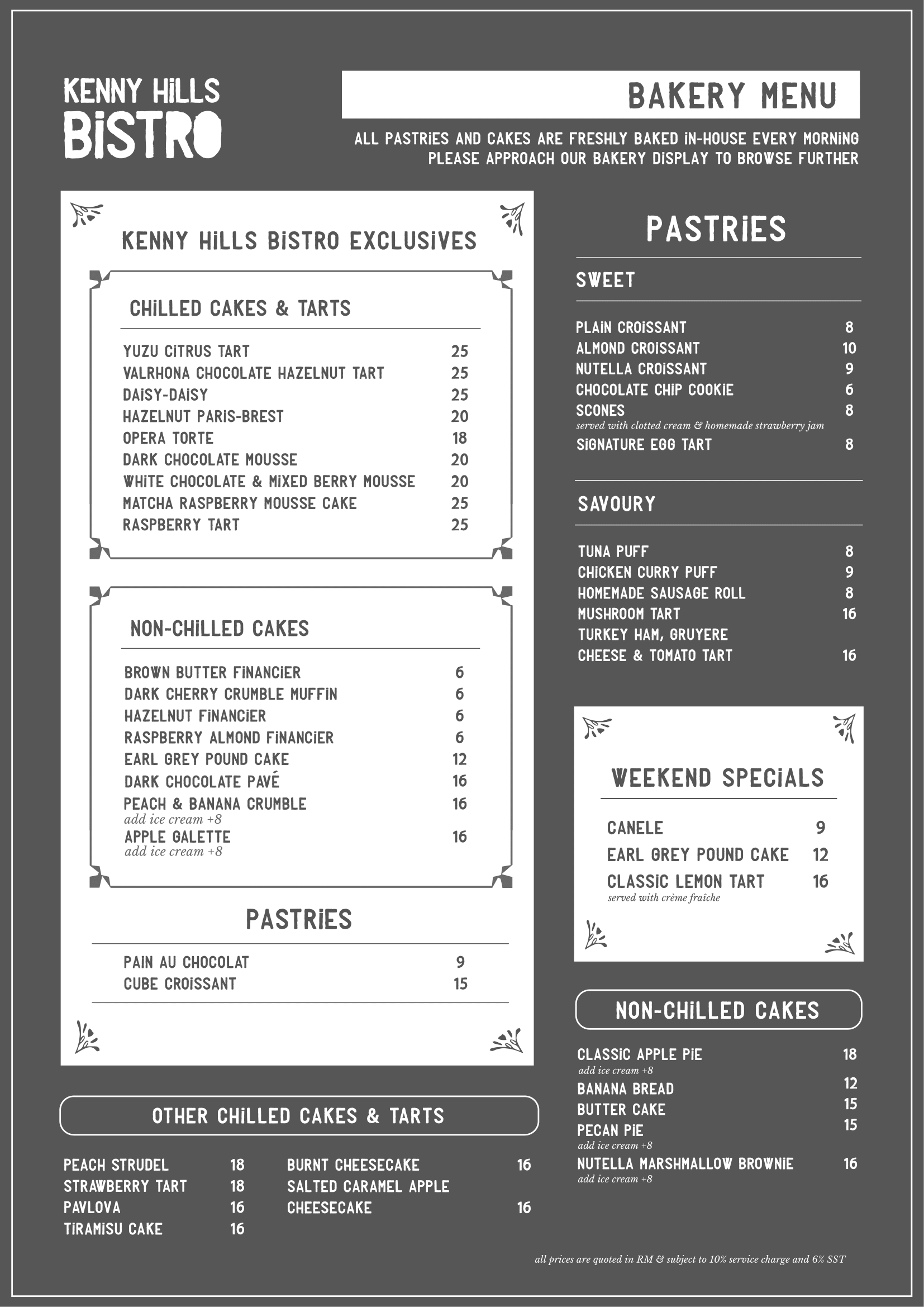 Kenny Hills Bistro Menu