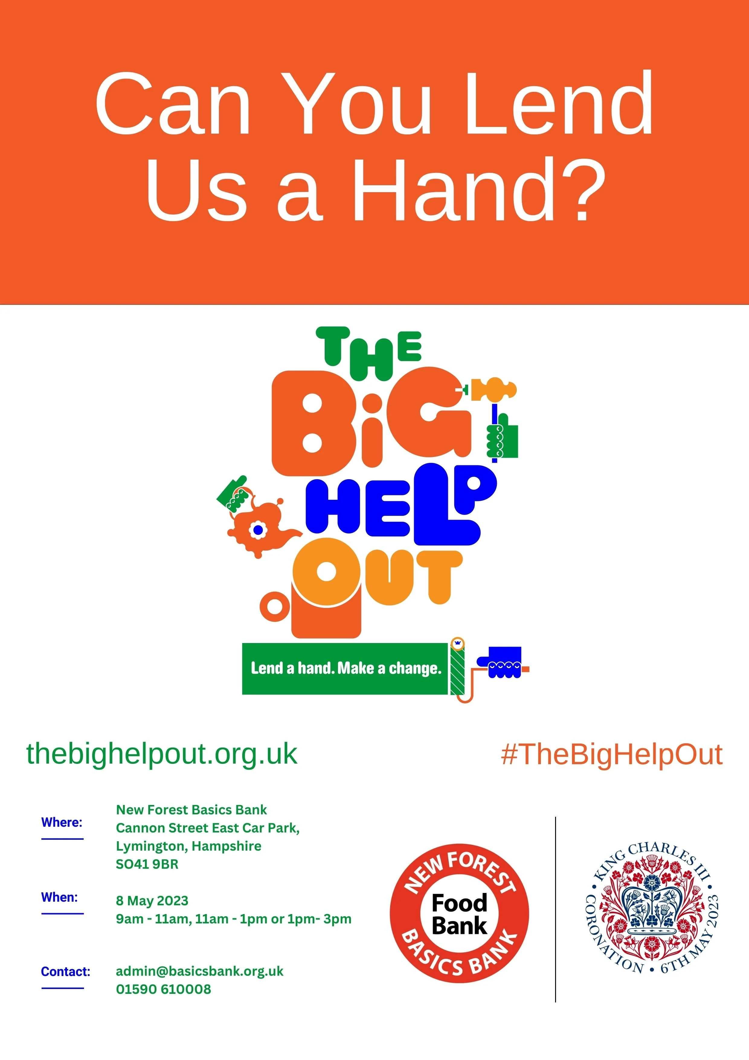 The Big Help Out, The Big Sort Out on 8 May 2023 — New Forest Basics Bank