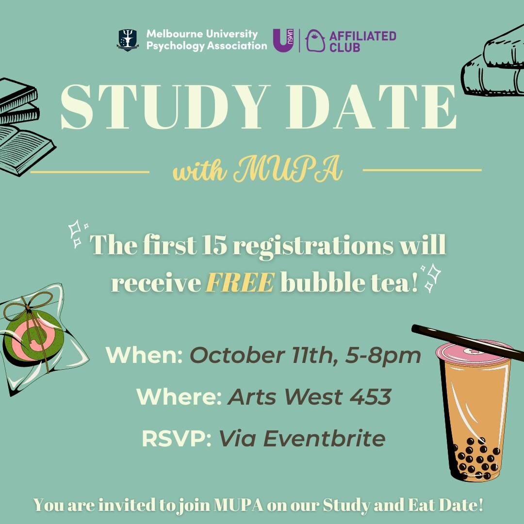 Hello Muppets! 📯

Welcome into Week 11, where the study is most definitely gearing ⚙️ up&hellip; to support you, MUPA is hosting a study date, just for us and you😉!

We know exams are coming up, but you deserve to eat, socialise 🫂and then hit thos