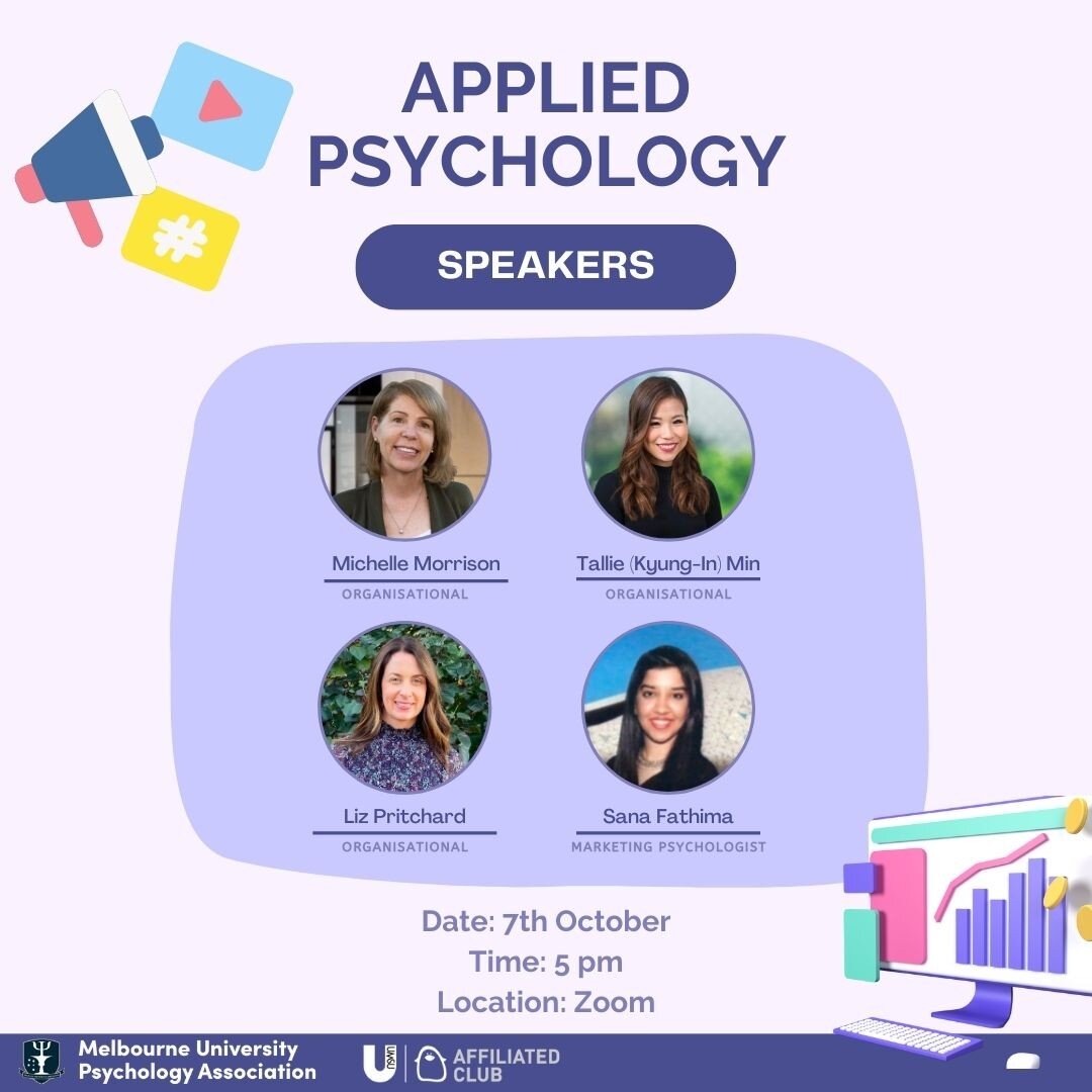 Attention Muppets! In line with our Psychology Careers Week, let's get to know our speakers for the Applied Psychology Session! 

We got four amazing professionals ranging from the field of organisational psychology up to marketing. Want to hear and 