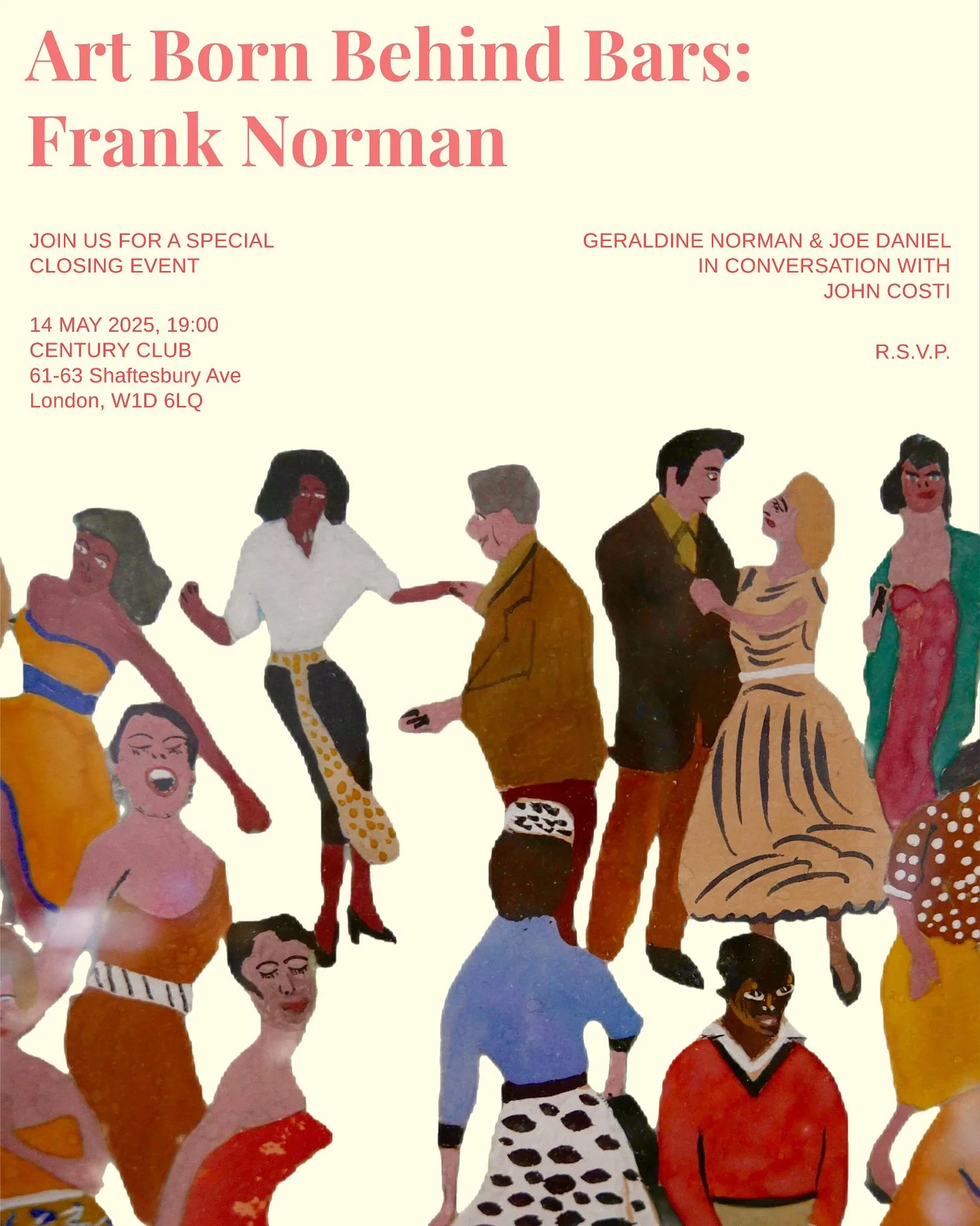 A special event on the 14 May for the Behind Bars exhibition, with extra special guest @bapou_costi 

I saw a few clips of John talking about his time doing time and how it connected to his creativity, which reminded me of Frank&rsquo;s writing about