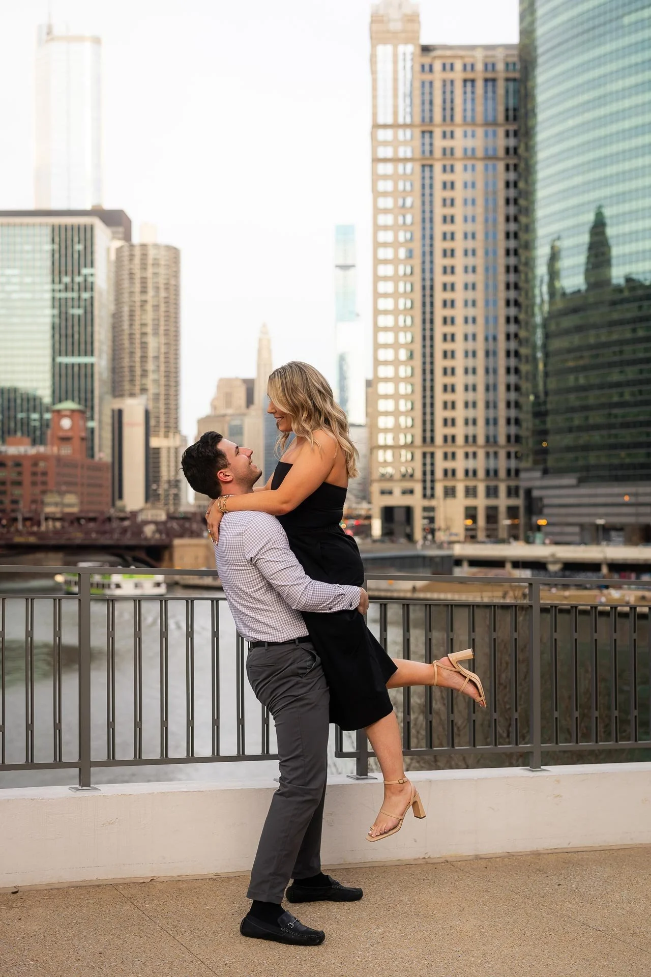 Chicago Riverwalk Proposal Engagement Wedding Photography