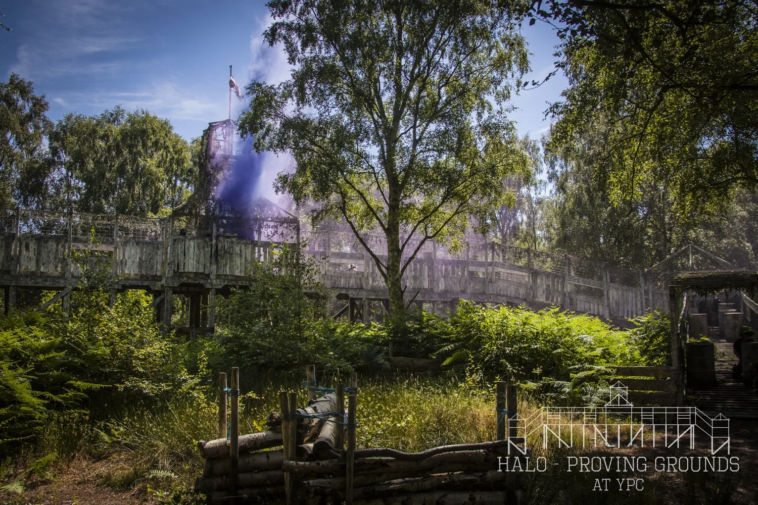 HALO MILL Proving Grounds. Smoke emits from the bridge