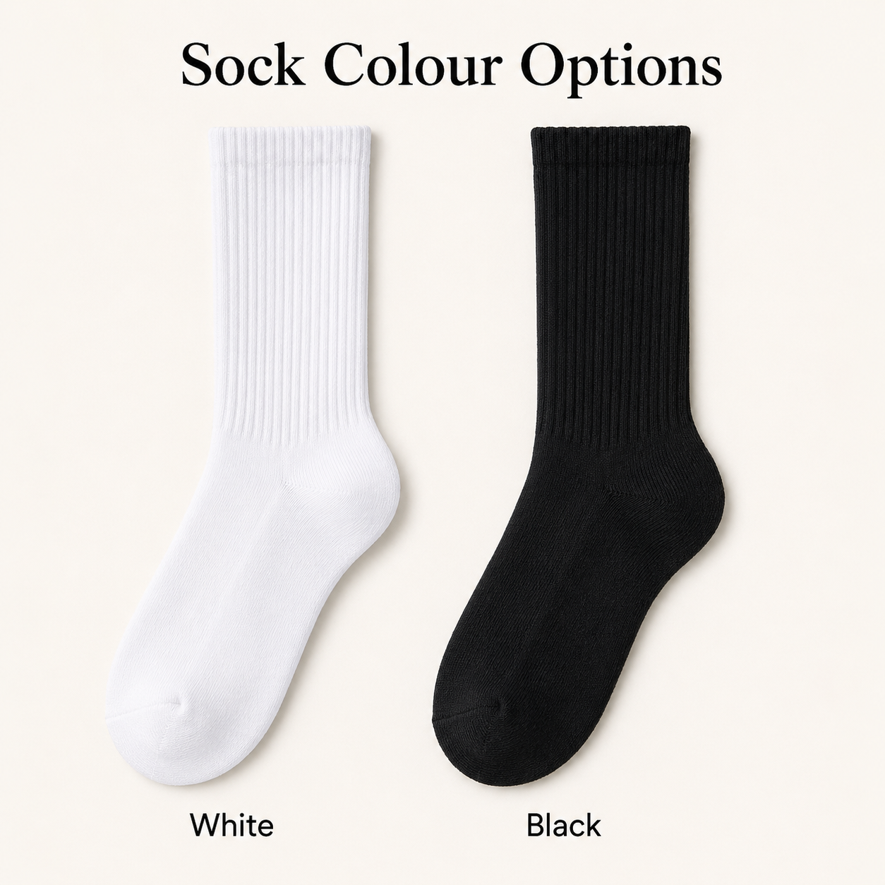 Bee socks colour options in black and white