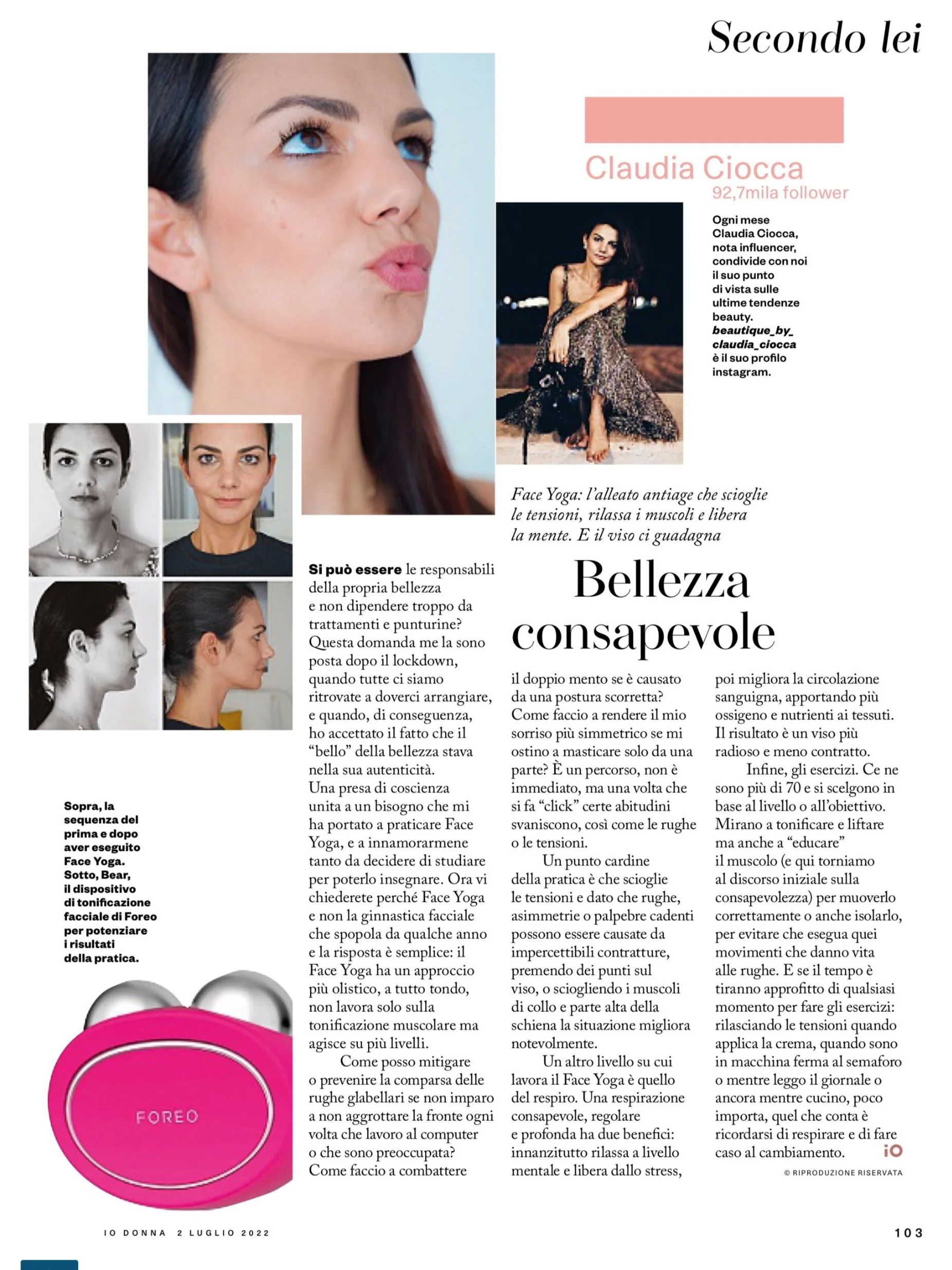 Io Donna - 2 Luglio 2022 Bellezza consapevole con la pratica Face Yoga