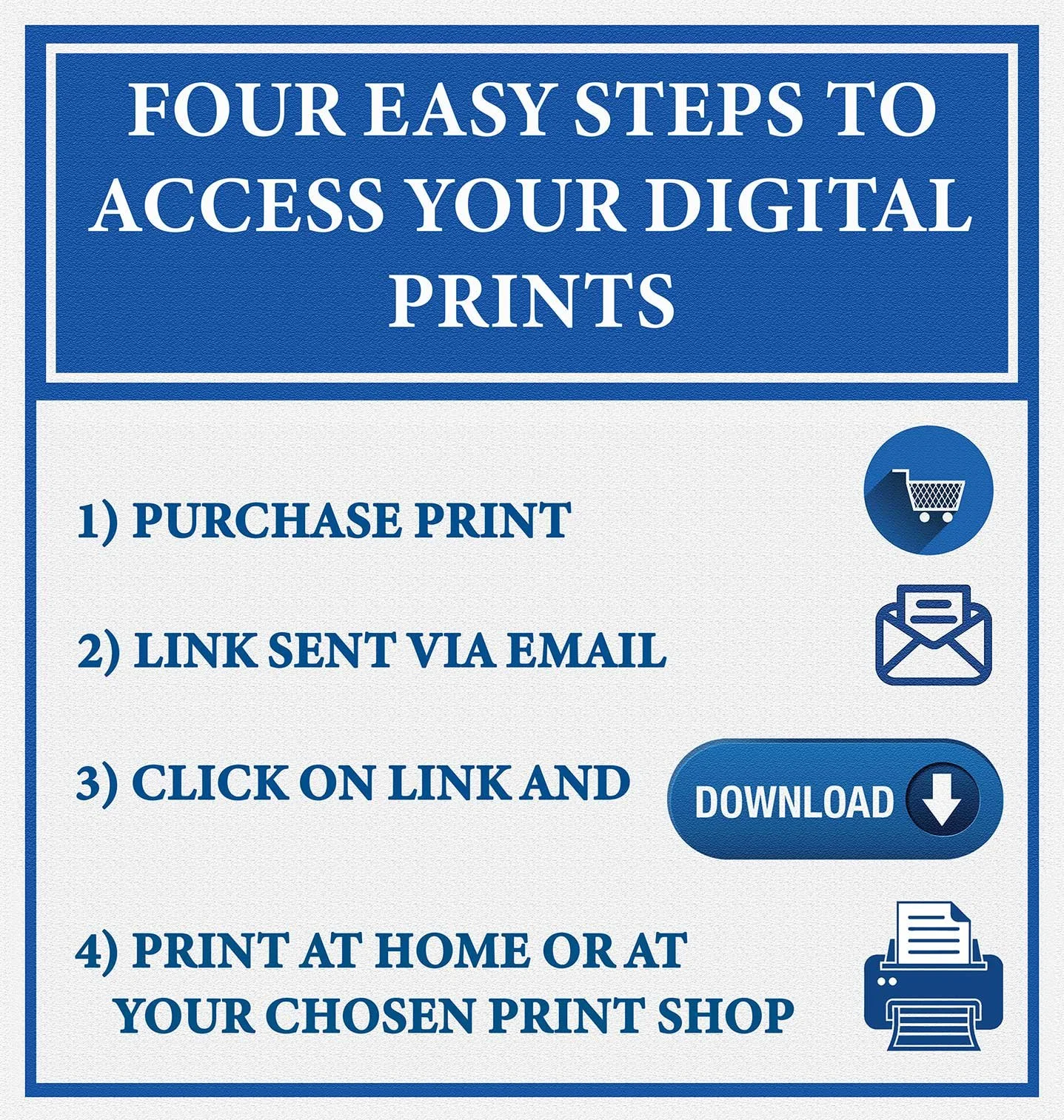 A step by step instruction sheet for how to print digital download fantasy prints.