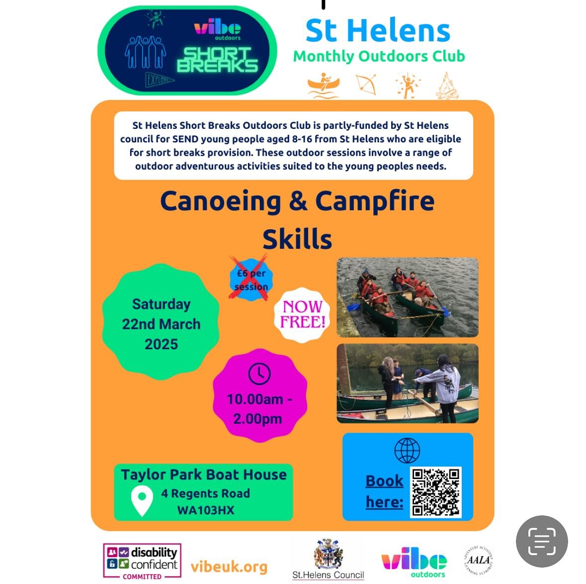 Our next St Helens Short Breaks Outdoors session is taking place on Saturday 22nd March 2025! 
To book your place follow: https://www.eventbrite.co.uk/e/st-helens-short-breaks-outdoors-club-ages-8-16-tickets-1261021592529?aff=oddtdtcreator
(link in b