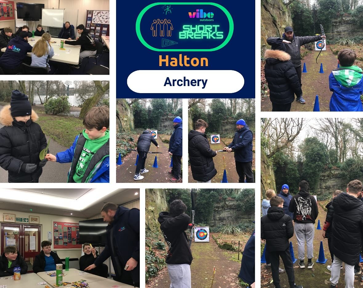 Our #HaltonShortBreaksOutdoors young people engaging in archery! 🏹 A skill based session including a variety of activities on the target! 

Young people also loved getting out the cold (back in January) to play a game of #greed to work on their #com