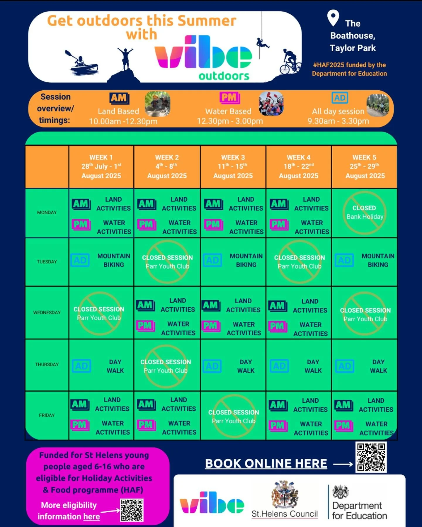 ST HELENS SUMMER HAF SESSIONS ARE OUT ‼️ 
These sessions are open to St Helens young people aged 6-16 who are eligible for the Holiday Activities and Food Programme @sthelenscouncil @sth_familyhubs 
Can we please ask all parents/carers to book via