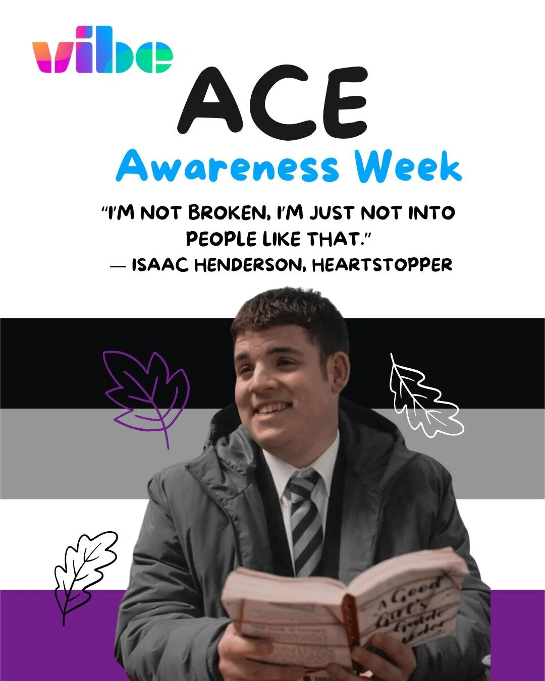 💜 It’s Asexual Awareness Week! 💜
Asexuality (or ace) is a valid and beautiful part of the LGBTQIA+ spectrum. It describes people who experience little to no sexual attraction to others. 🌈
Being ace doesn’t mean being broken or incomp